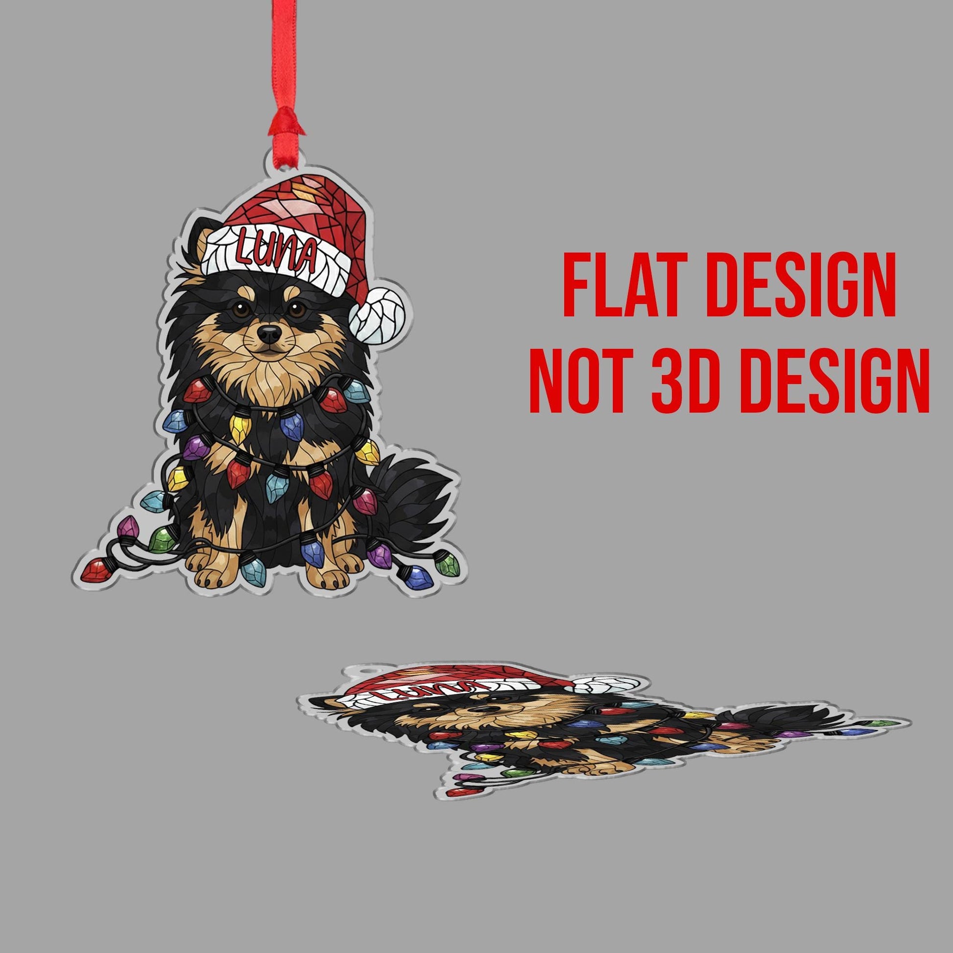 Custom Dog Christmas Ornament Pomeranian with Lights Decor