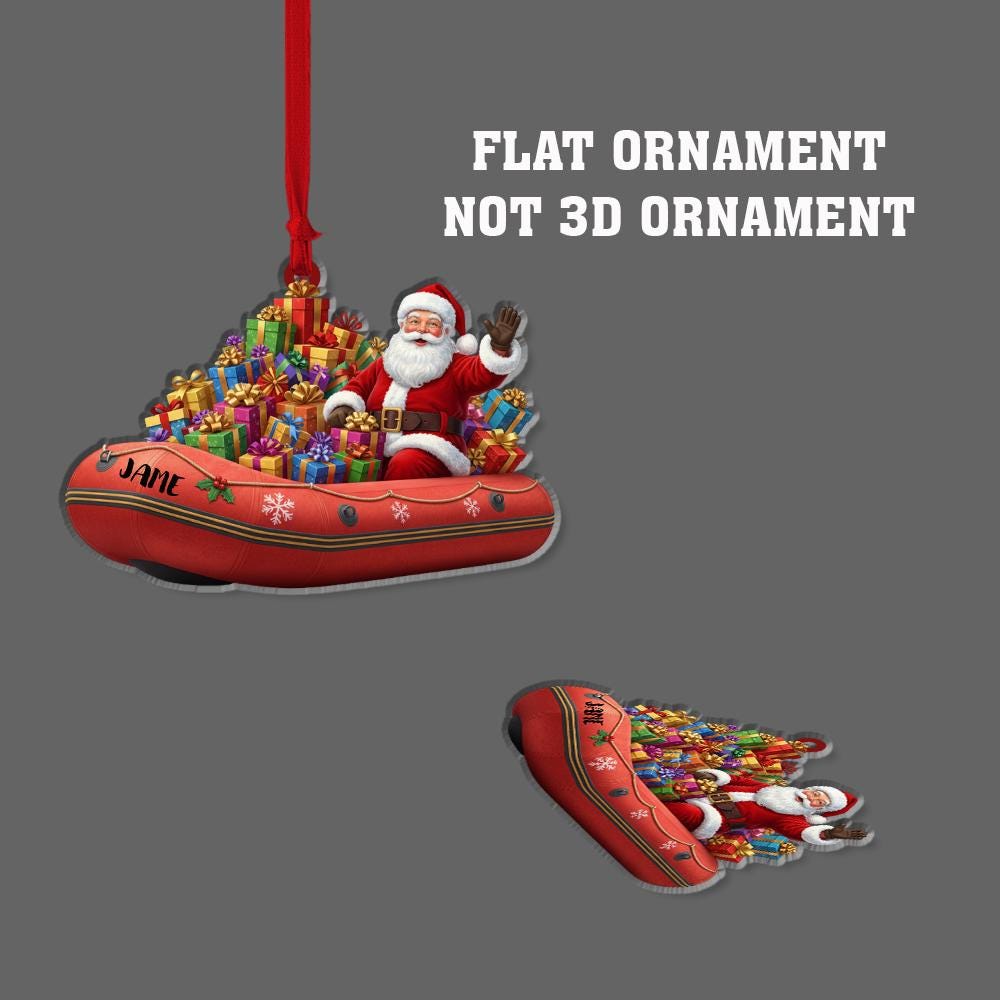Personalized Santa Ornament Inflatable Boat with Gifts Christmas Tree Decoration