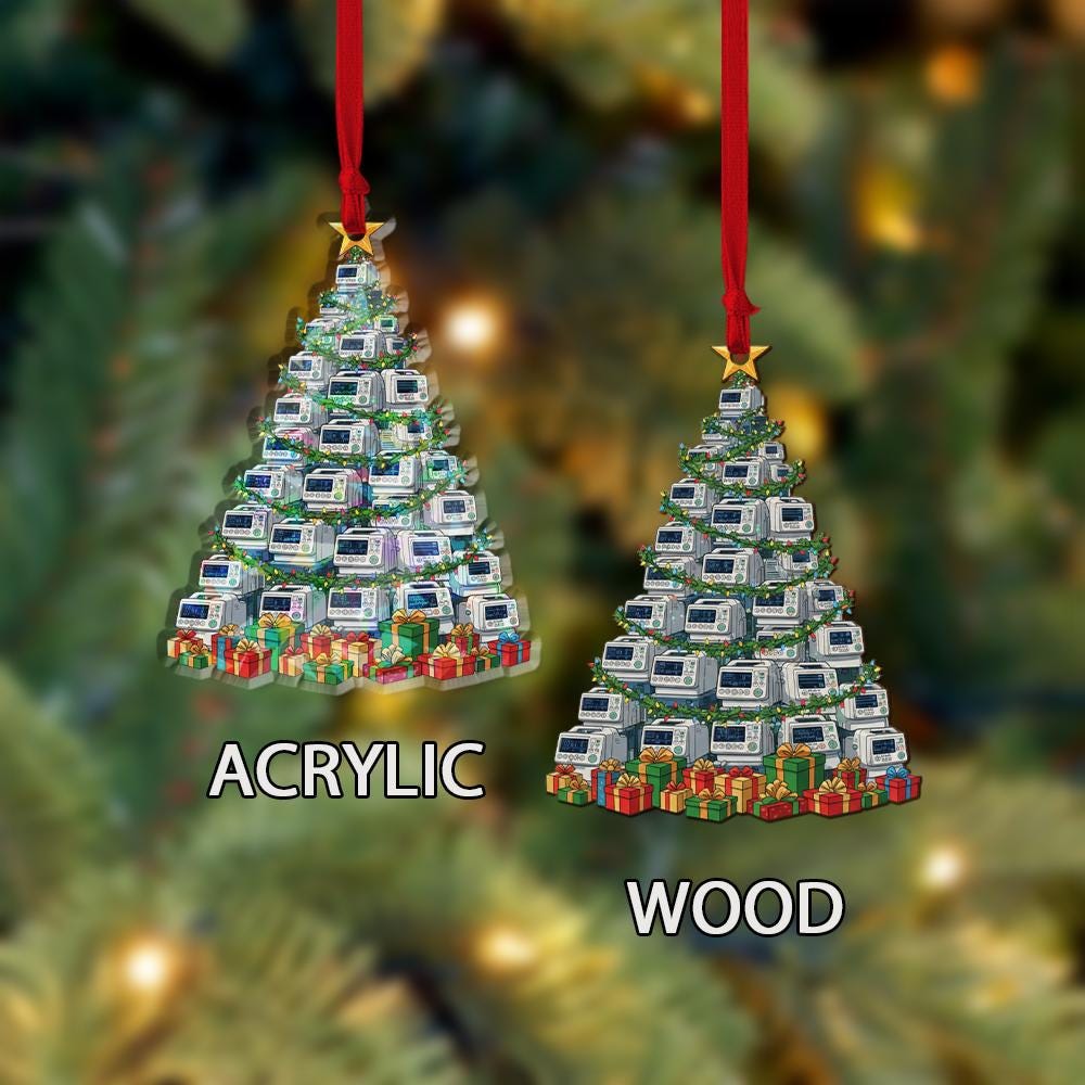 Christmas Tree Ornament Infusion Pump Design with Presents Hologram Effect Decoration