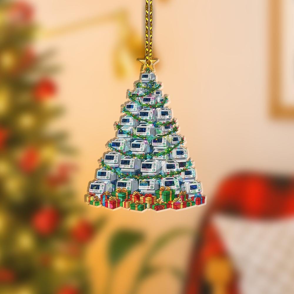 Christmas Tree Ornament Infusion Pump Design with Presents Hologram Effect Decoration