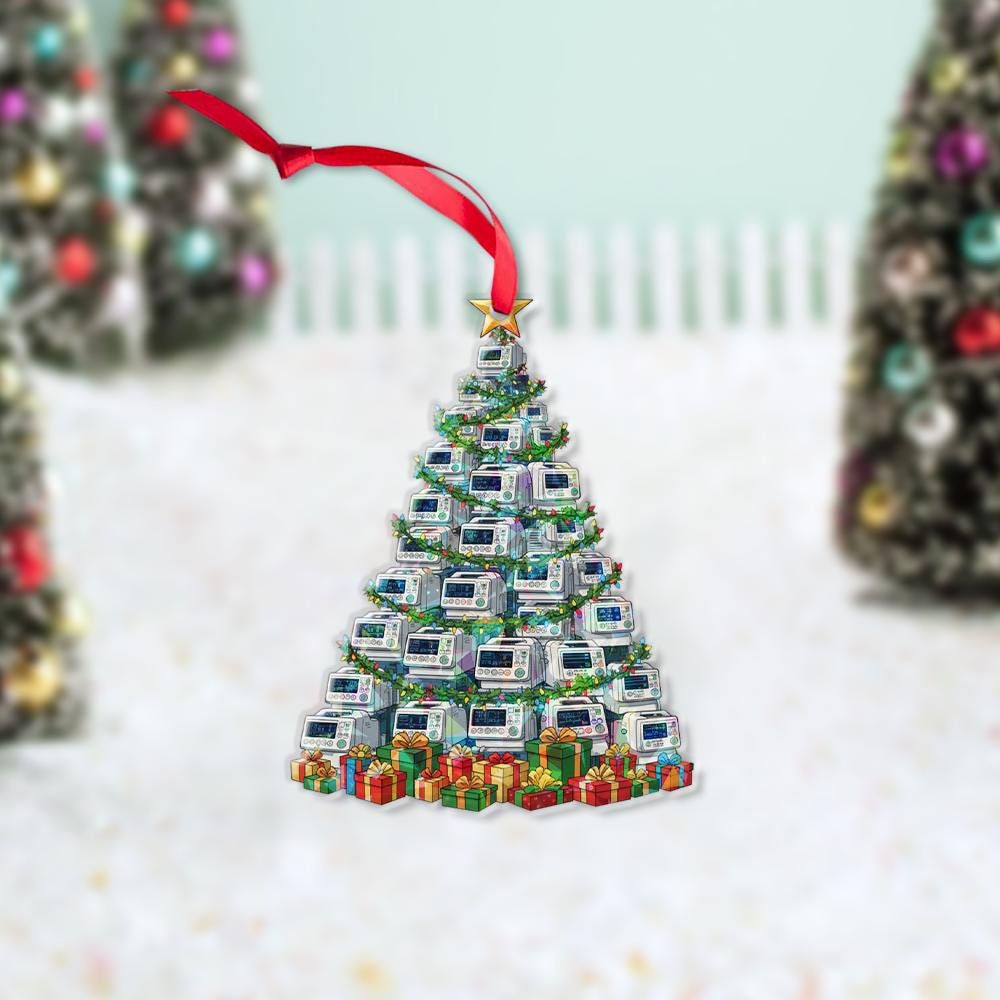 Christmas Tree Ornament Infusion Pump Design with Presents Hologram Effect Decoration