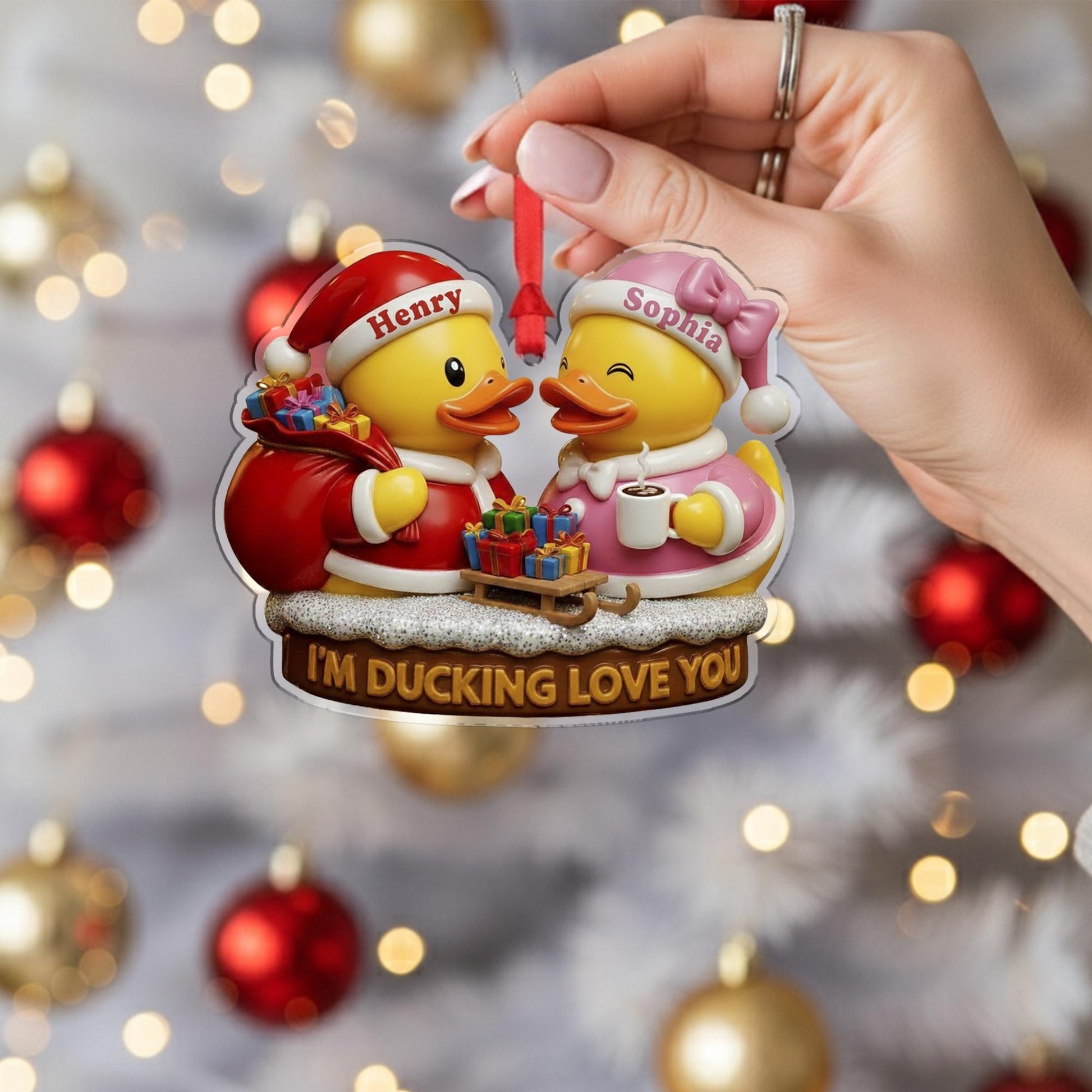 Personalized Duck Couple Ornament: Funny Christmas Keepsake