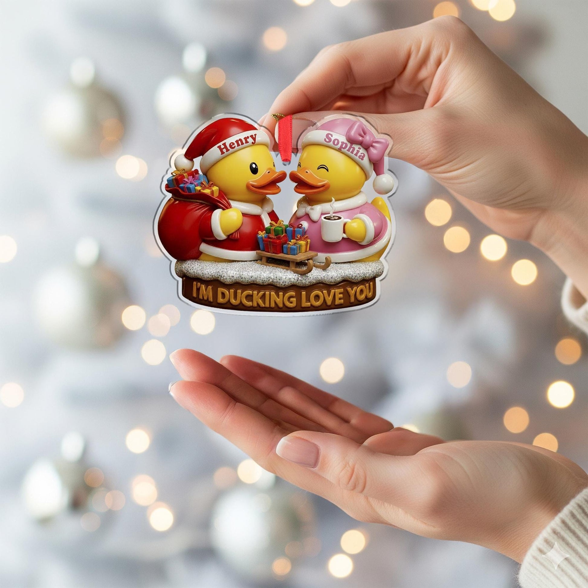 Personalized Duck Couple Ornament: Funny Christmas Keepsake