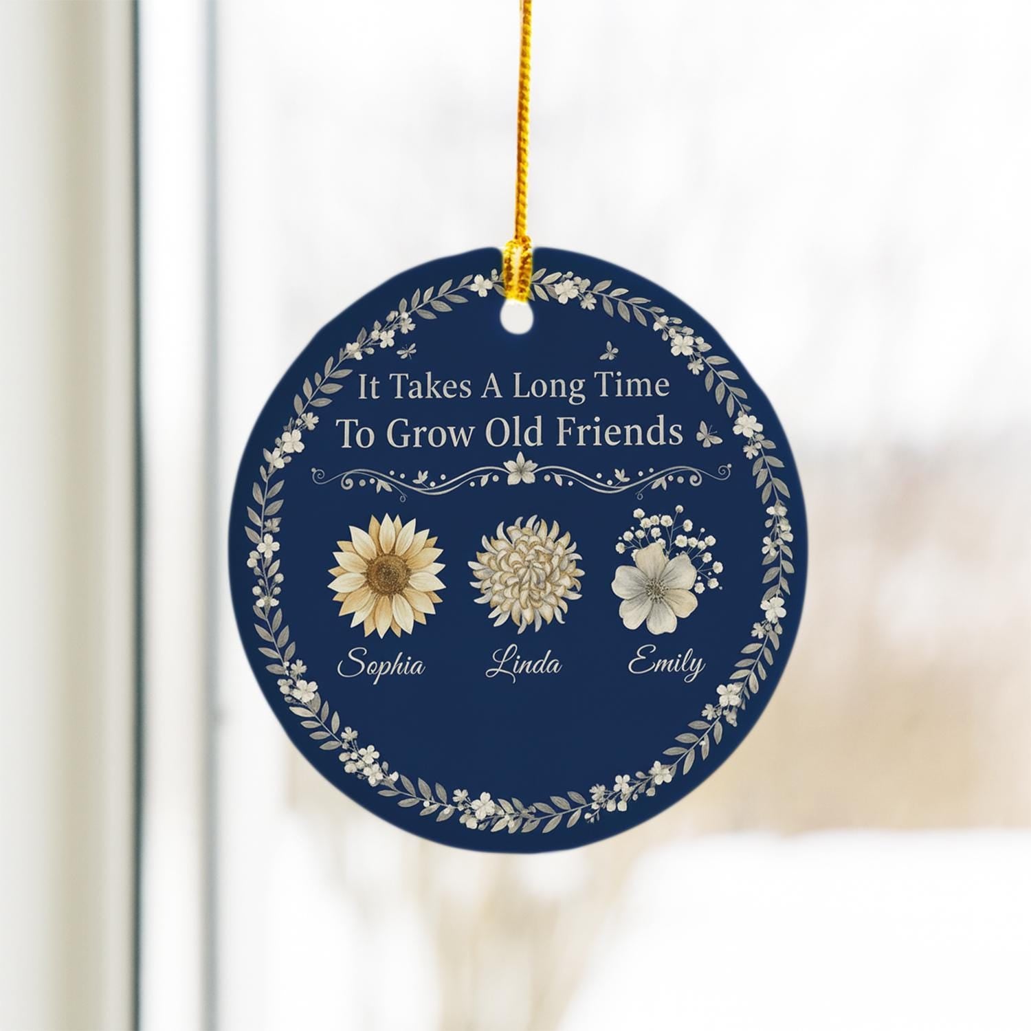 Personalized Friendship Ornament: Custom Birth Flowers, Ceramic Keepsake