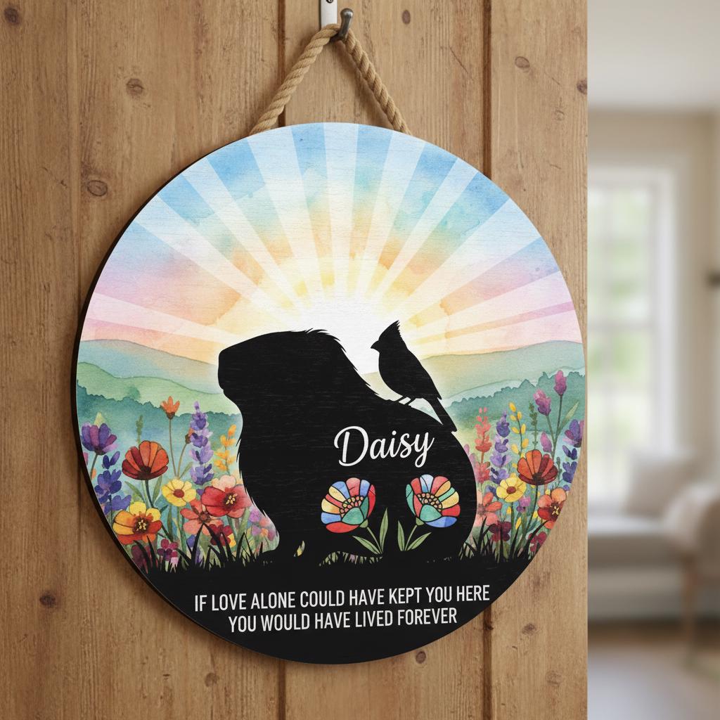 Personalized Hamster Memorial Sign: Watercolor Wildflower Wooden Plaque