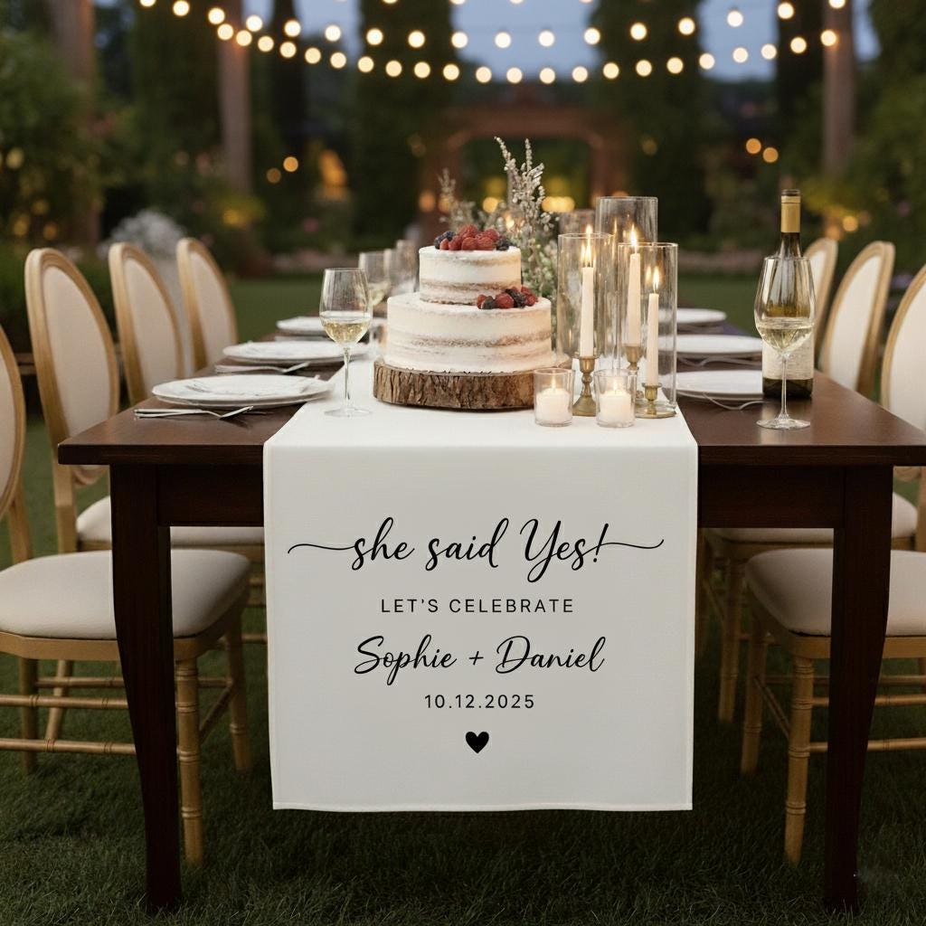 Personalized Engagement Table Runner: Custom Party Banner Decor