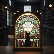 Custom Candle Holder: Personalized Cat Library Lighted Decor Book Lover Home Display