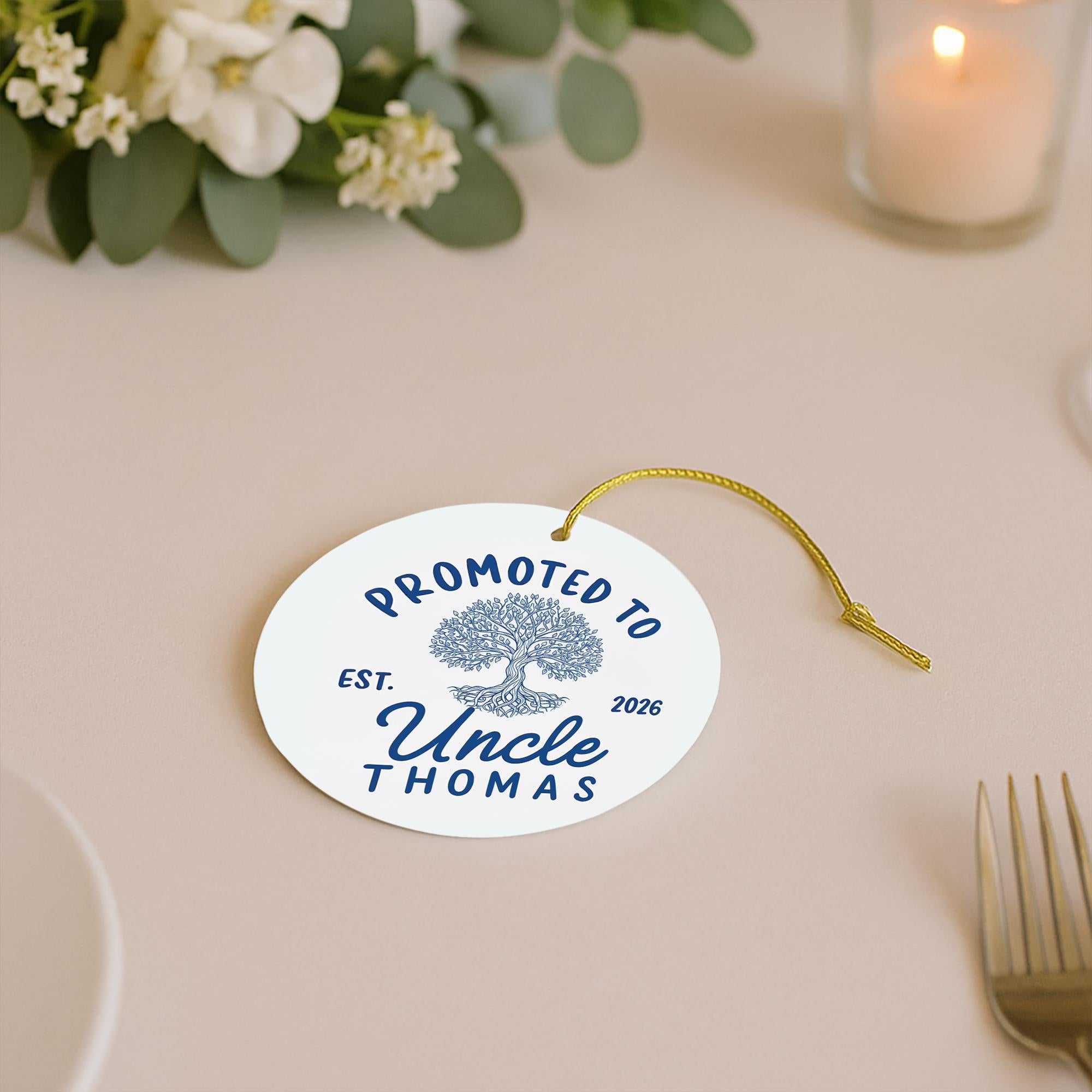 Promoted to Uncle Ceramic Ornament: Personalized Pregnancy Announcement Gift