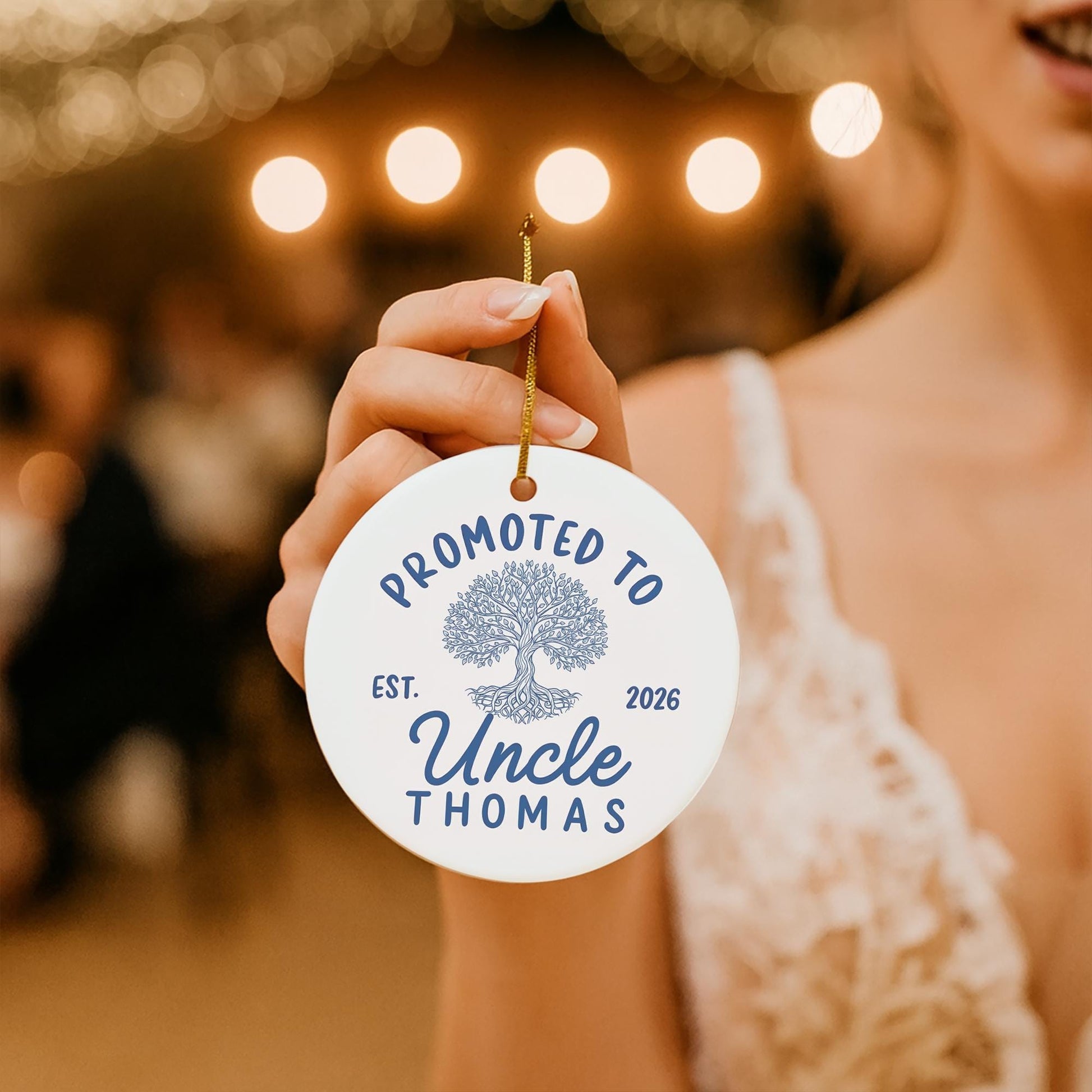 Promoted to Uncle Ceramic Ornament: Personalized Pregnancy Announcement Gift