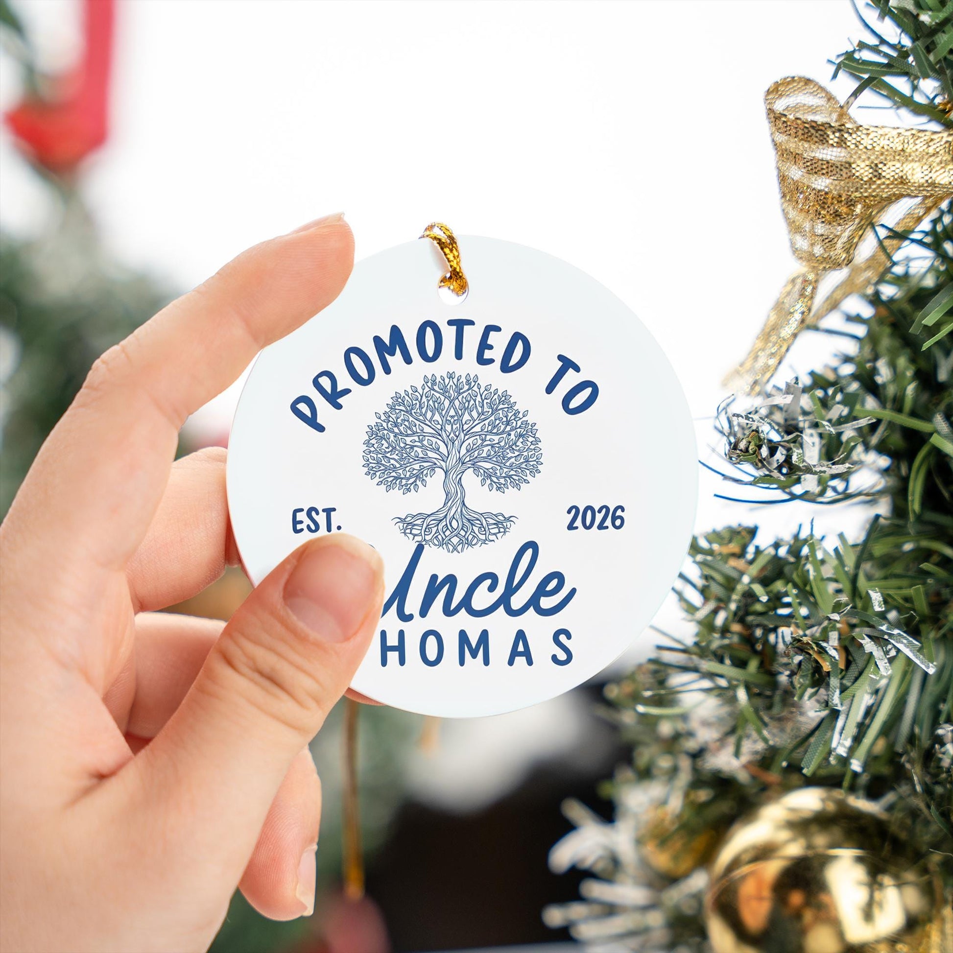 Promoted to Uncle Ceramic Ornament: Personalized Pregnancy Announcement Gift