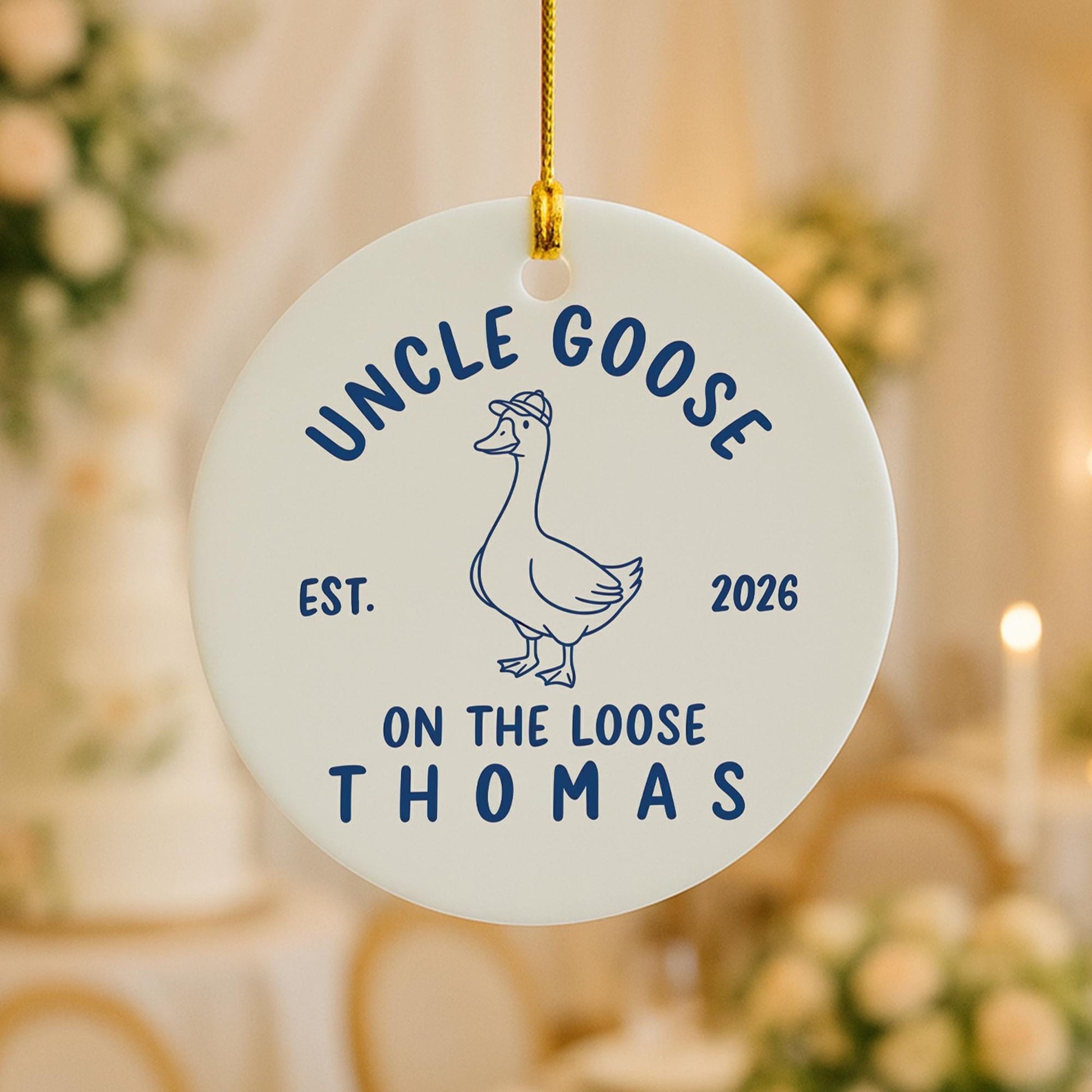 Personalized Uncle Goose Ornament: Funny New Uncle Pregnancy Announcement Gift
