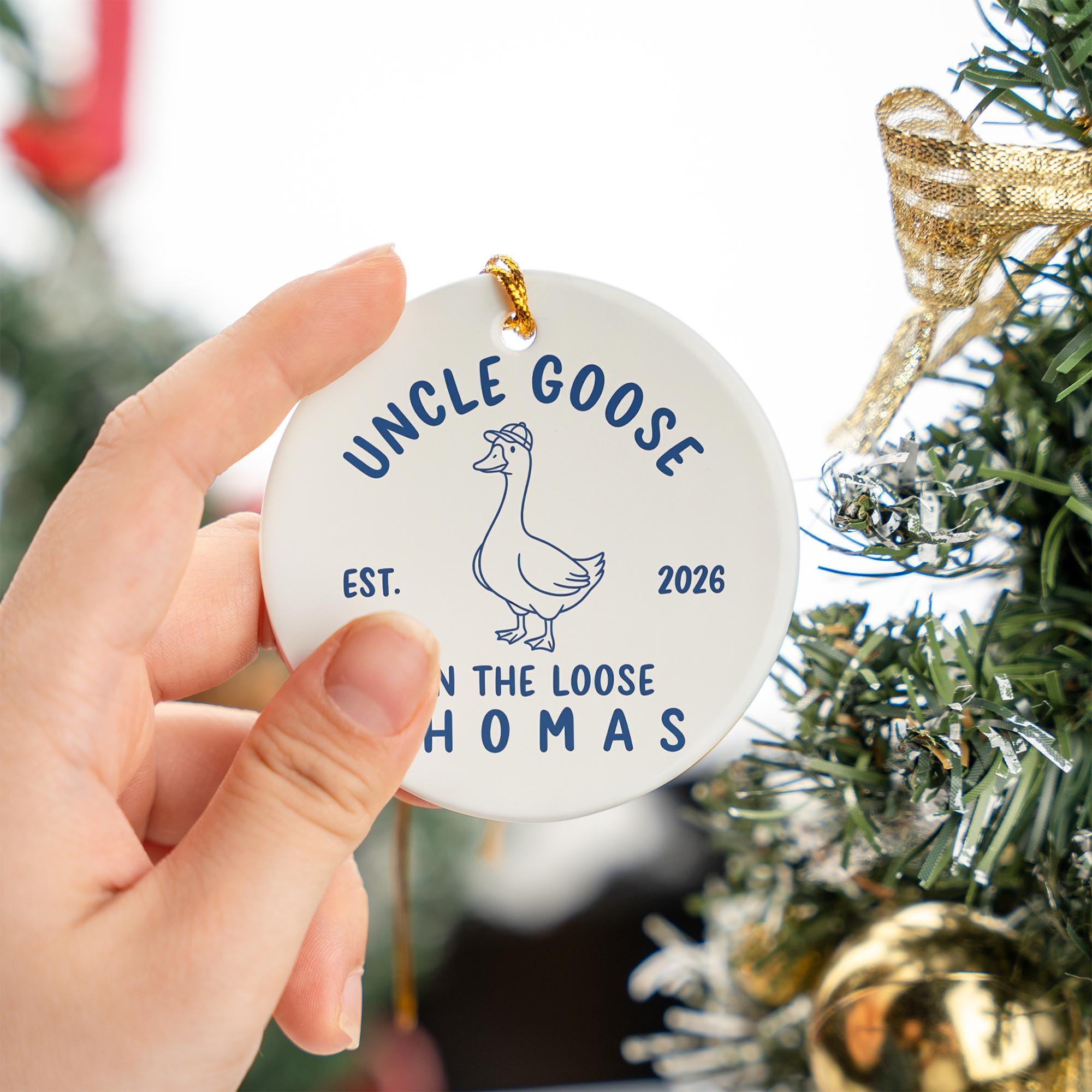 Personalized Uncle Goose Ornament: Funny New Uncle Pregnancy Announcement Gift