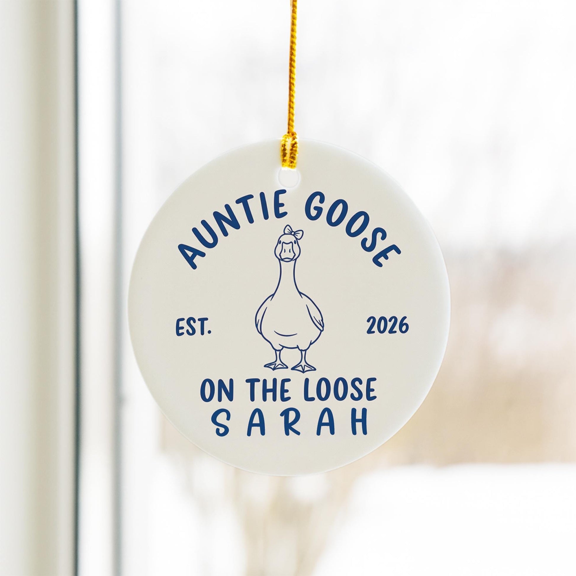 Personalized Auntie Goose Ceramic Ornament: New Aunt Pregnancy Announcement Gift