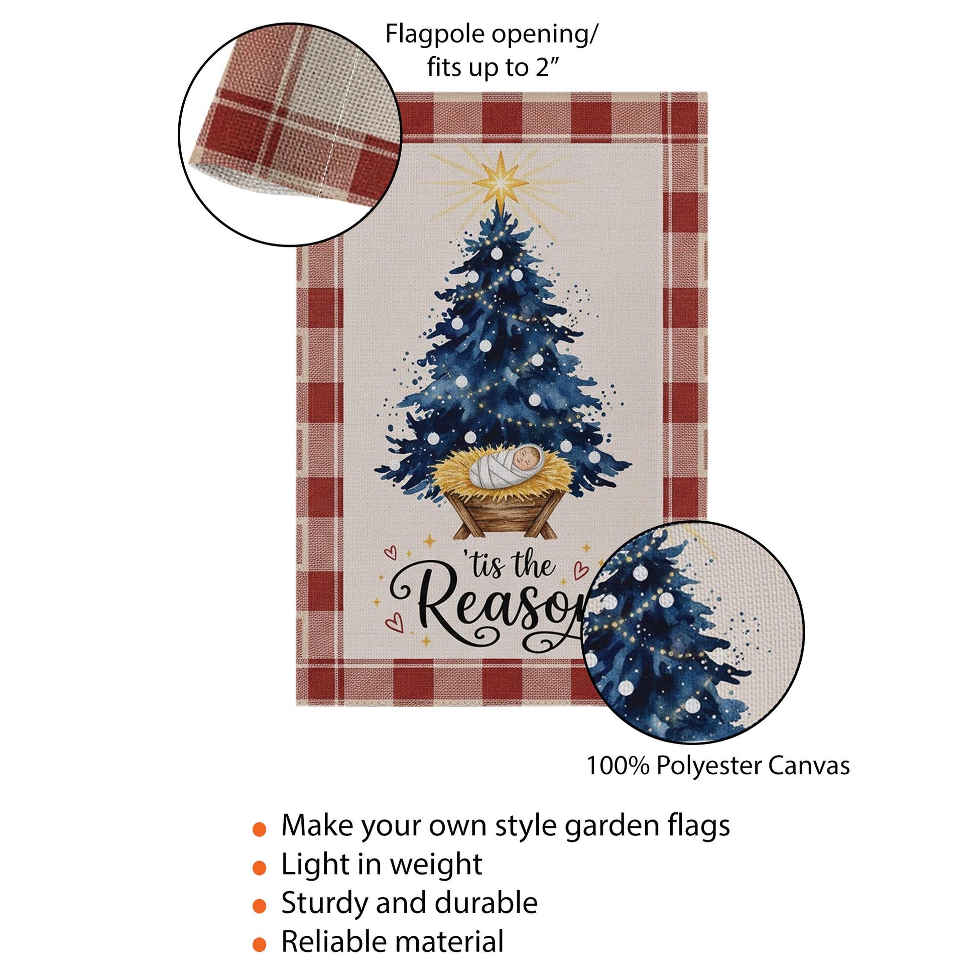 Nativity Scene Christmas Flag: 'tis the Reason Jesus Christ Holiday Banner, Faith-Based Outdoor Decor