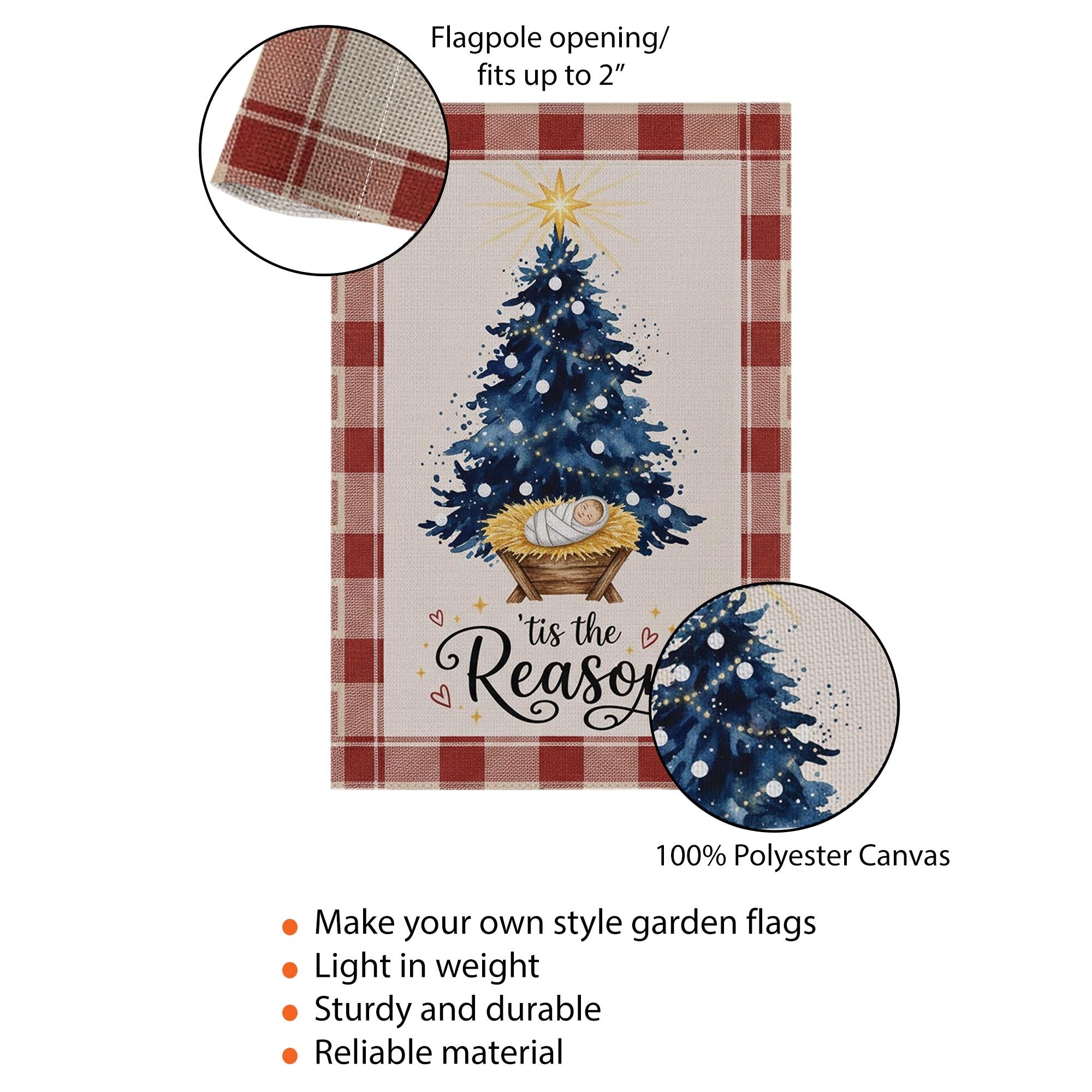 Nativity Scene Christmas Flag: 'tis the Reason Jesus Christ Holiday Banner, Faith-Based Outdoor Decor
