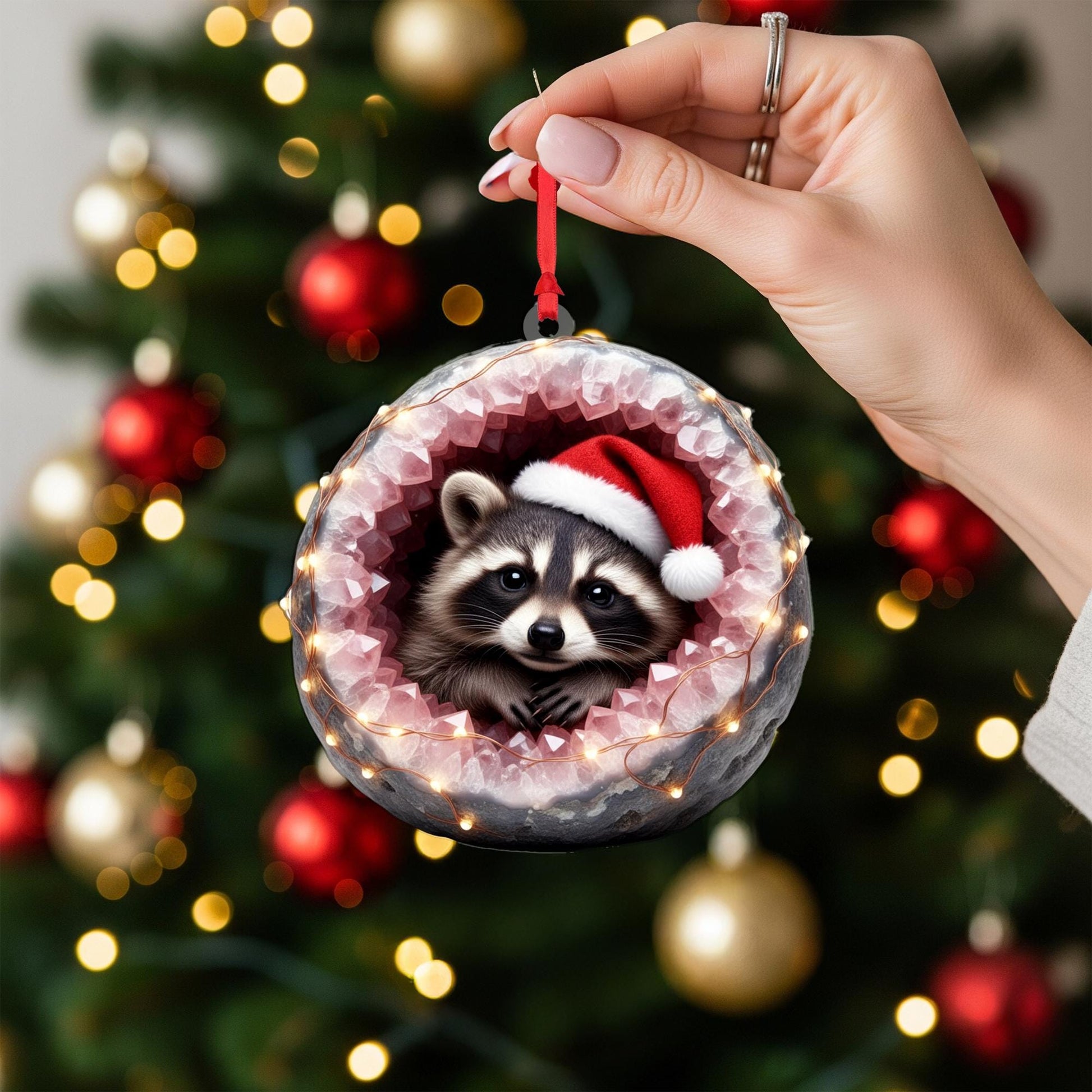 Christmas Raccoon Ornament: Cute Animal Xmas Tree Decoration