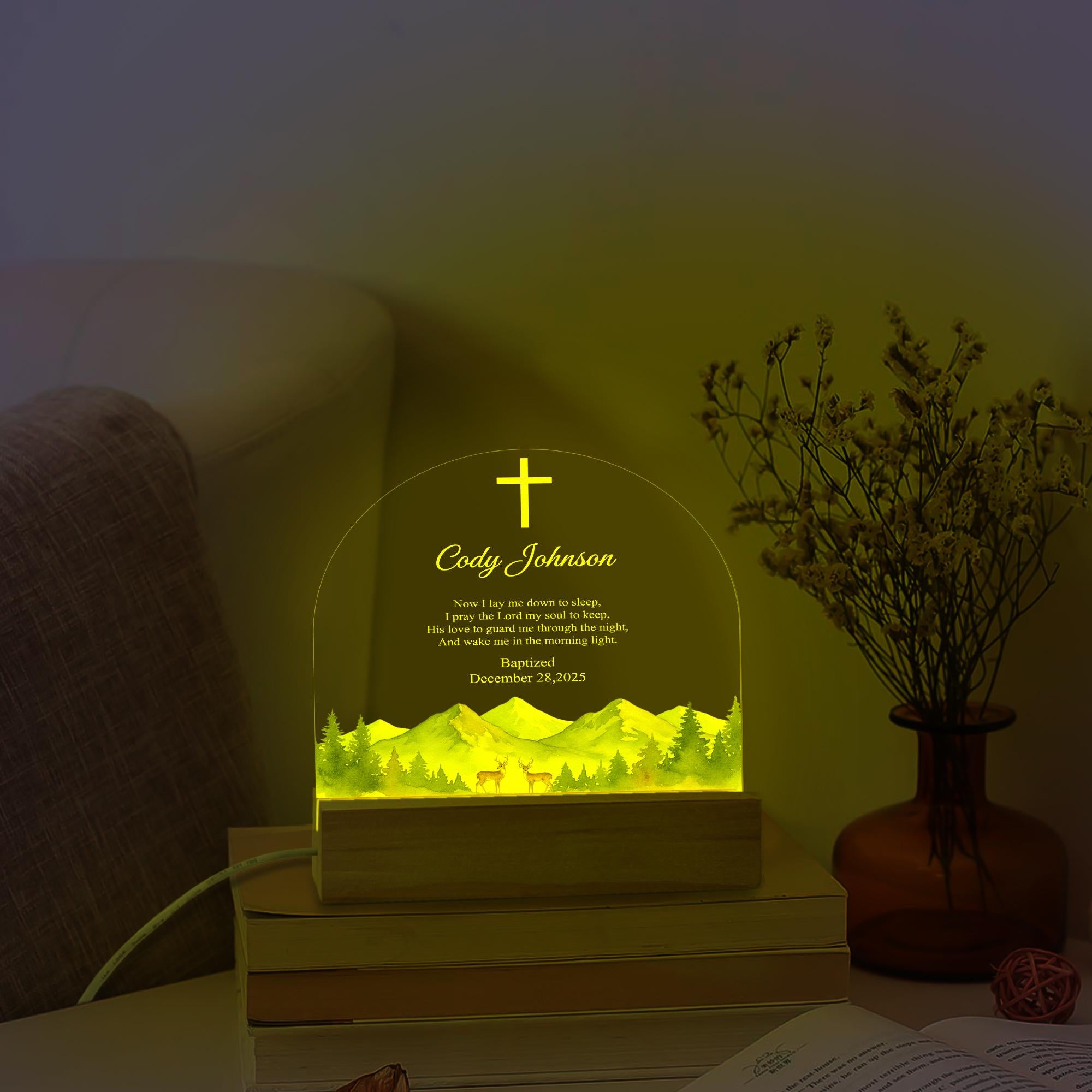 Personalized Baptism Night Light with Prayer - Custom Christian Baby Gift