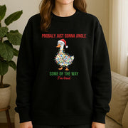 Christmas Sweatshirt – Duck Wrapped in Lights Design with Funny Holiday Quote