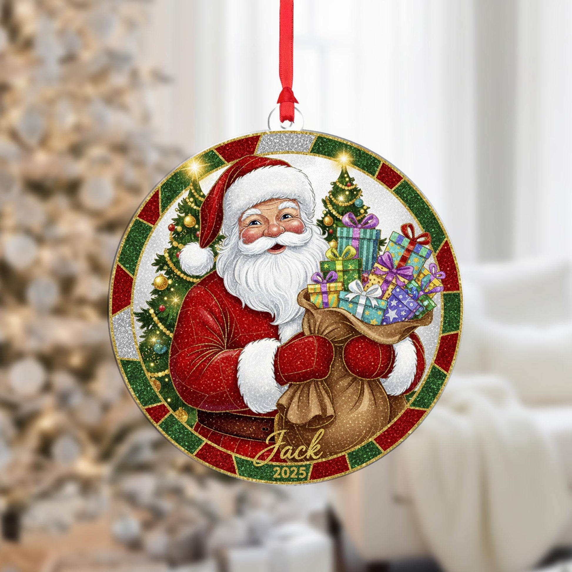 Personalized Santa Ornament 2025: Custom Christmas Tree Decoration
