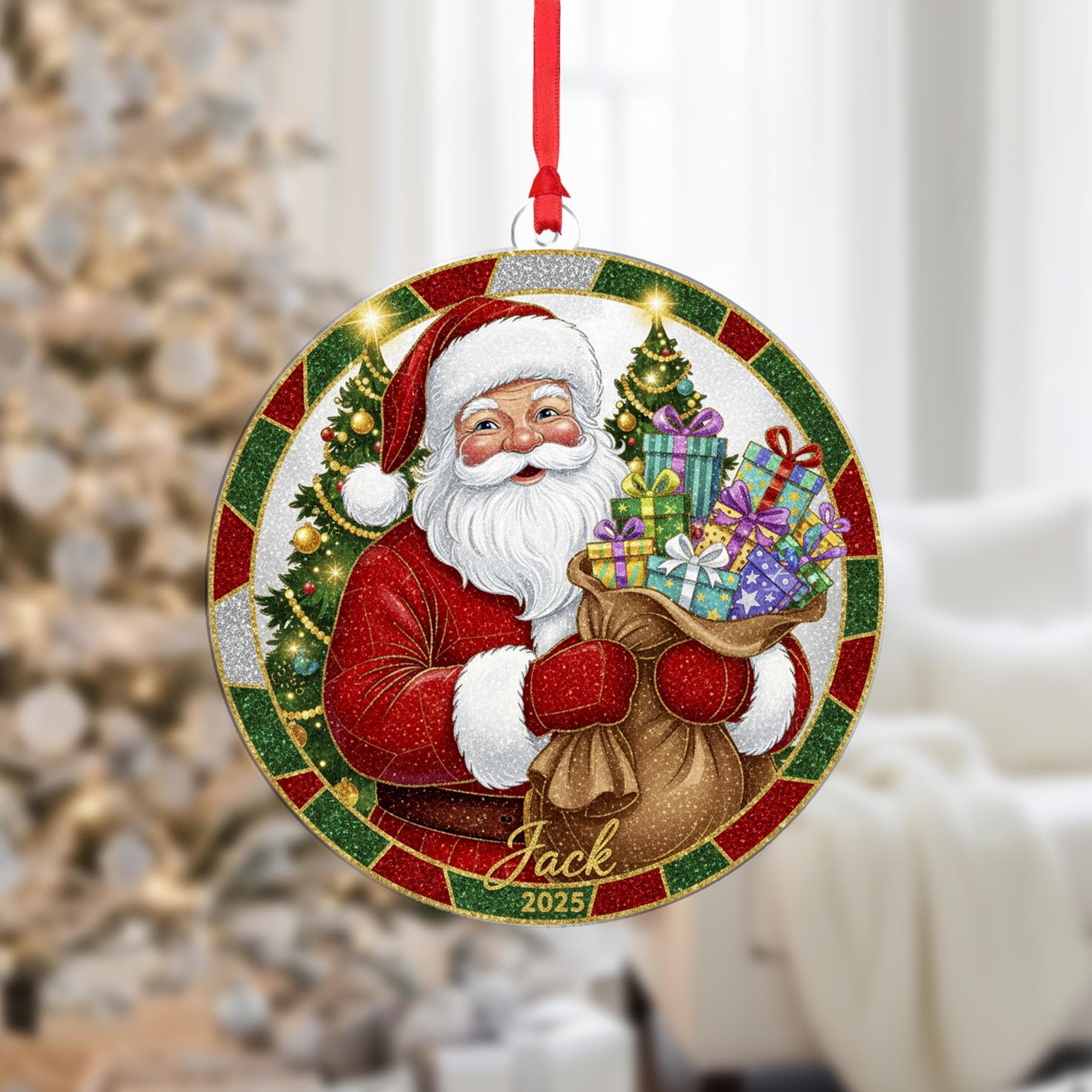 Personalized Santa Ornament 2025: Custom Christmas Tree Decoration