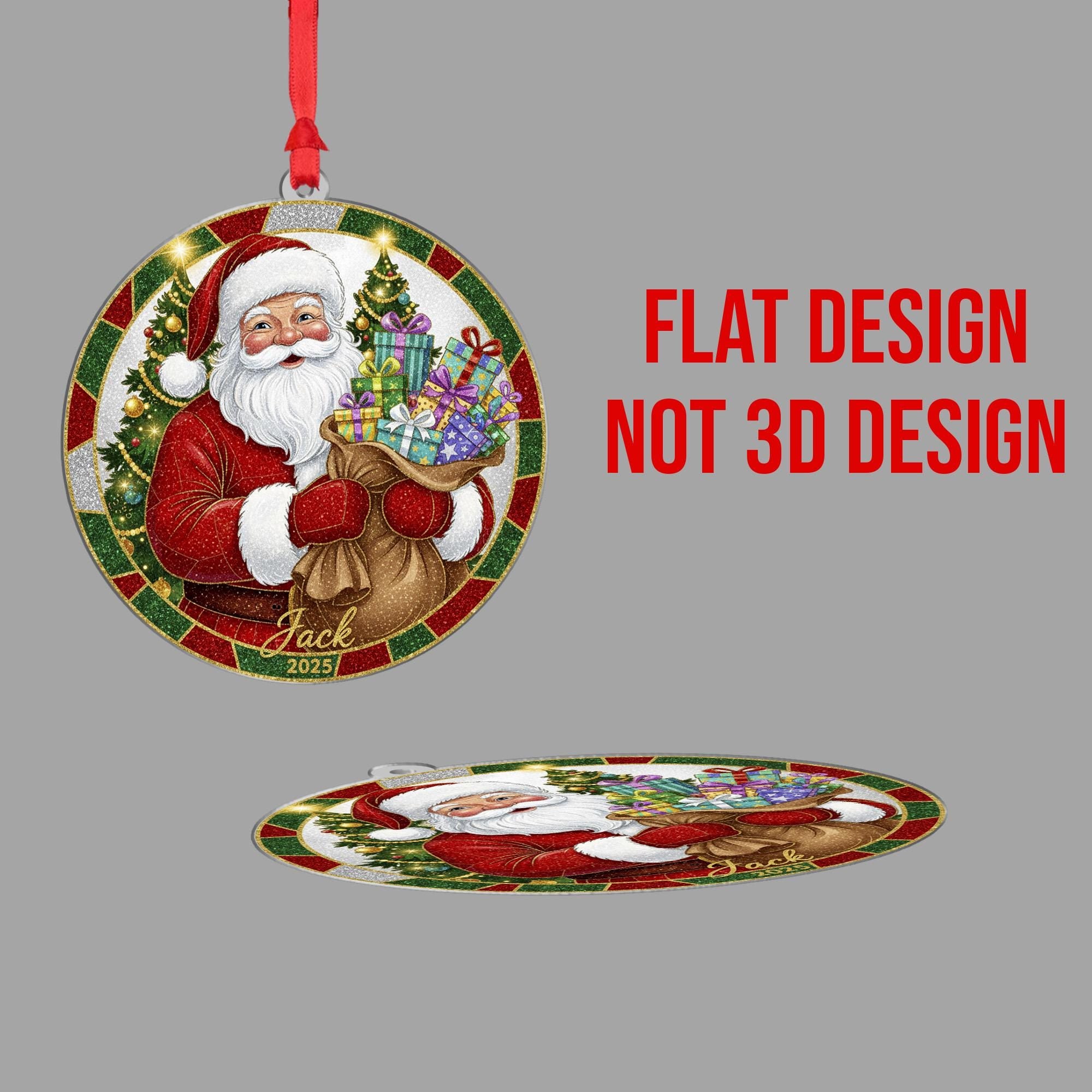 Personalized Santa Ornament 2025: Custom Christmas Tree Decoration