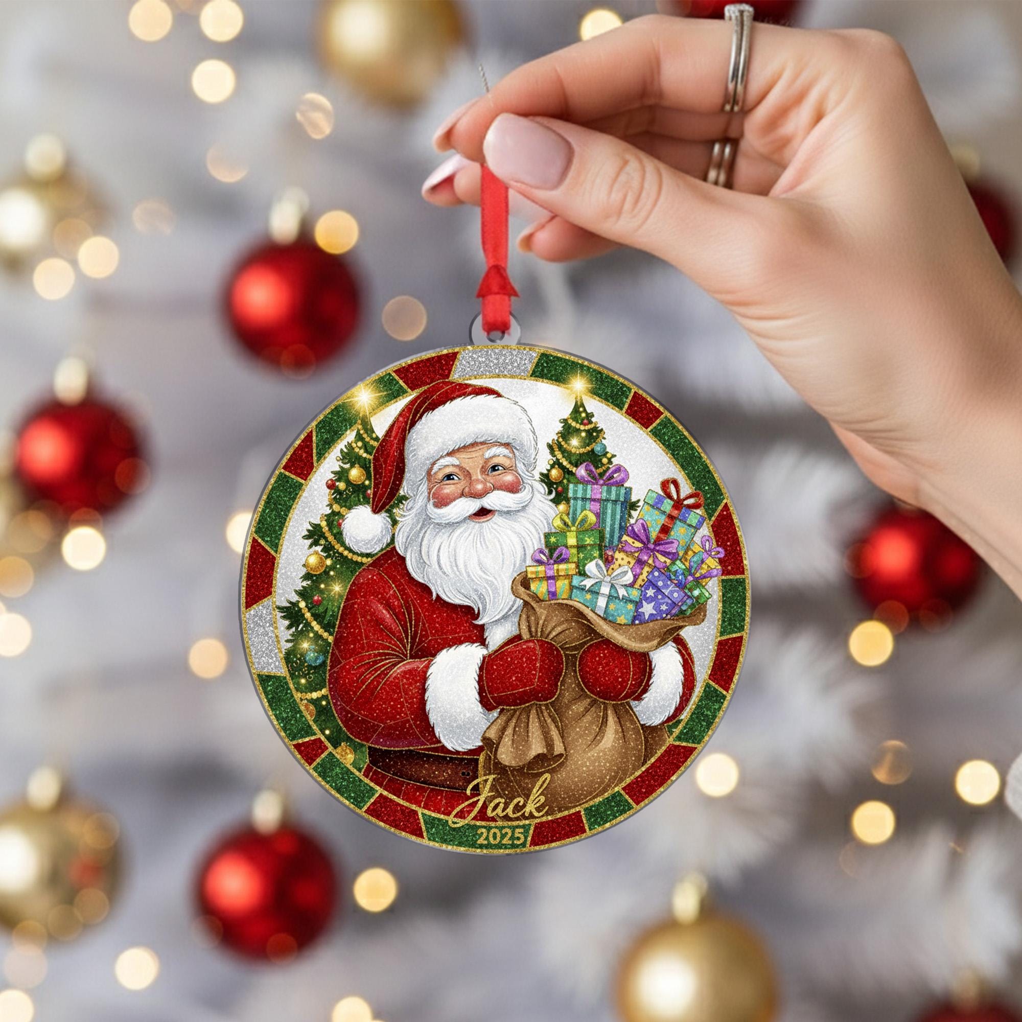 Personalized Santa Ornament 2025: Custom Christmas Tree Decoration