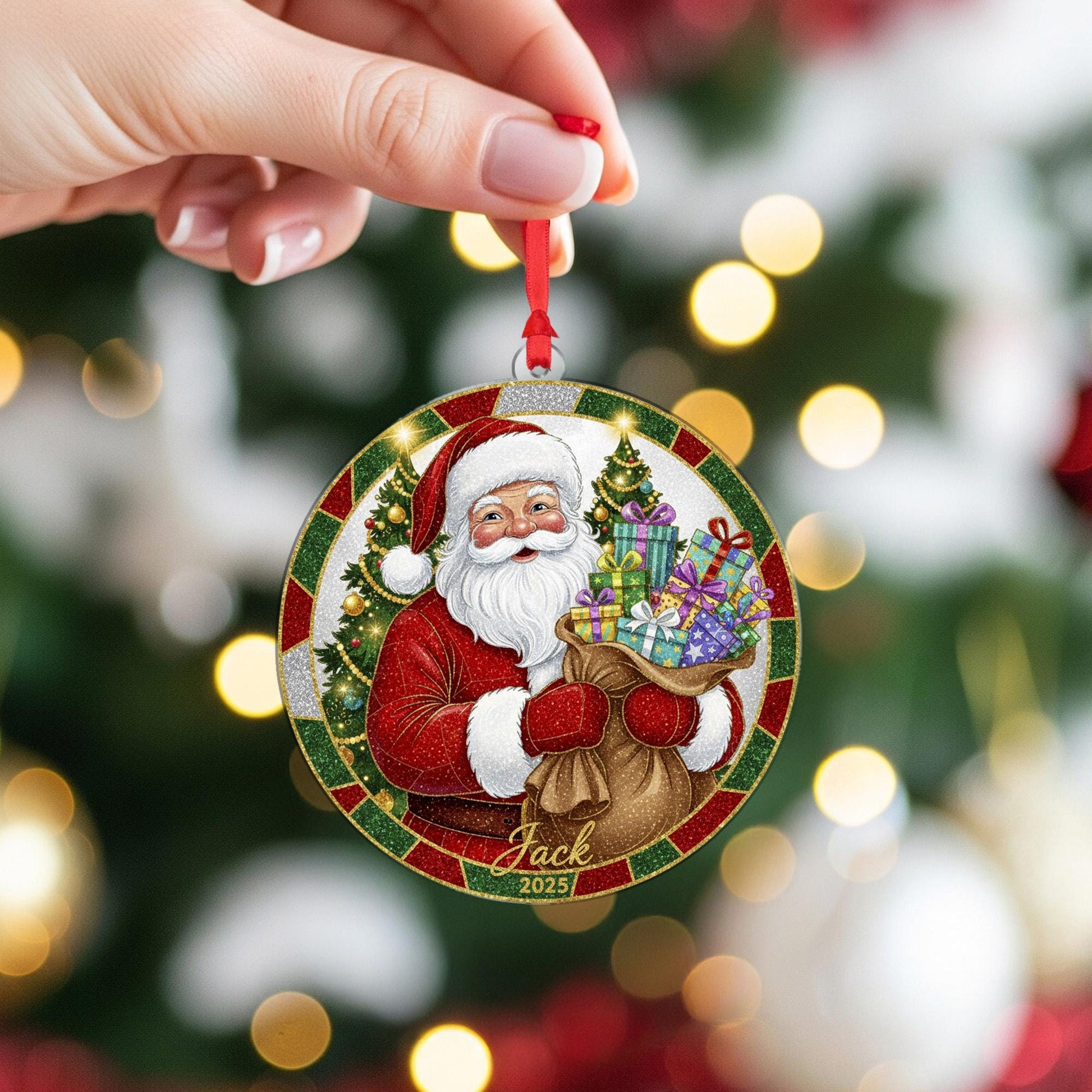 Personalized Santa Ornament 2025: Custom Christmas Tree Decoration