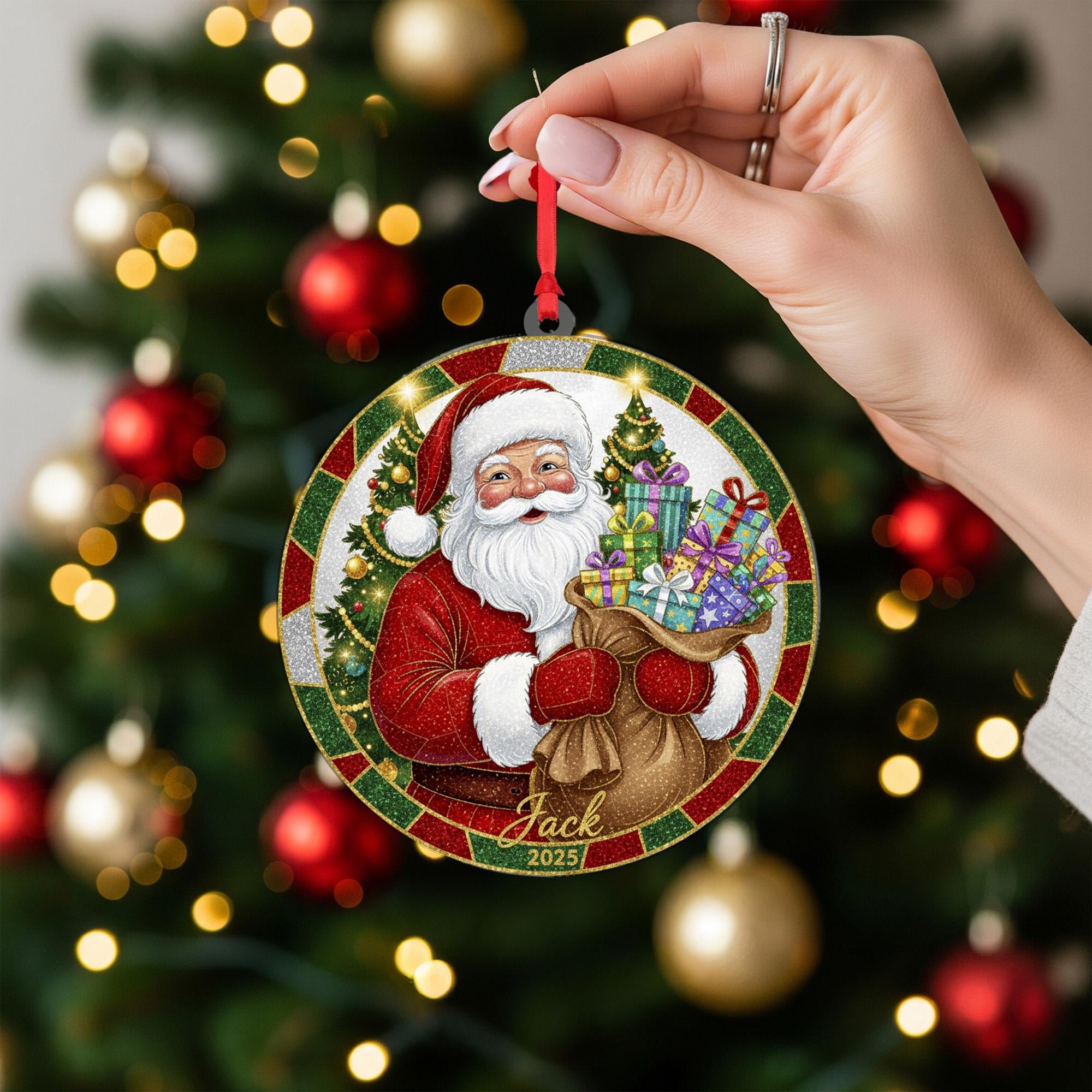 Personalized Santa Ornament 2025: Custom Christmas Tree Decoration