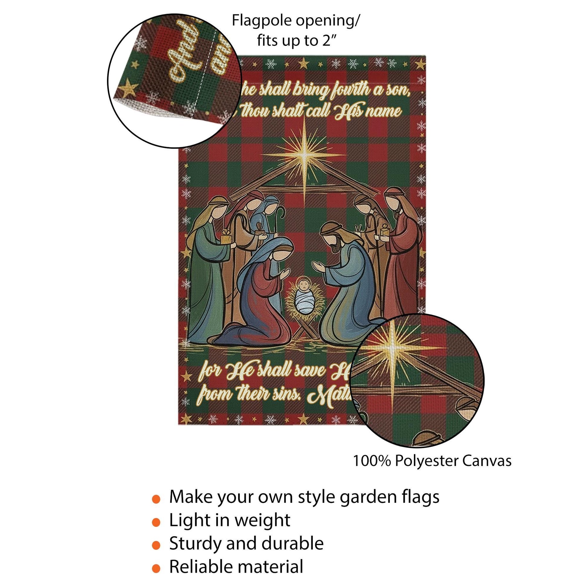 Nativity Scene Bible Verse Christmas Flag: Outdoor Holiday Banner Religious Decor