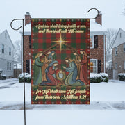 Nativity Scene Bible Verse Christmas Flag: Outdoor Holiday Banner Religious Decor