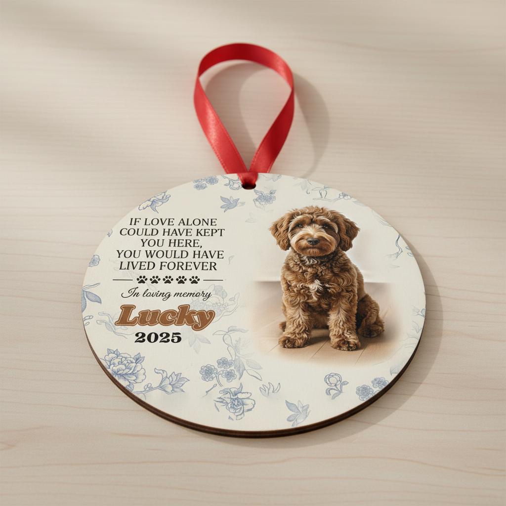 Personalized Dog Memorial Ornament: Custom Photo and Name, Pet Loss Keepsake, Christmas Tree Decor