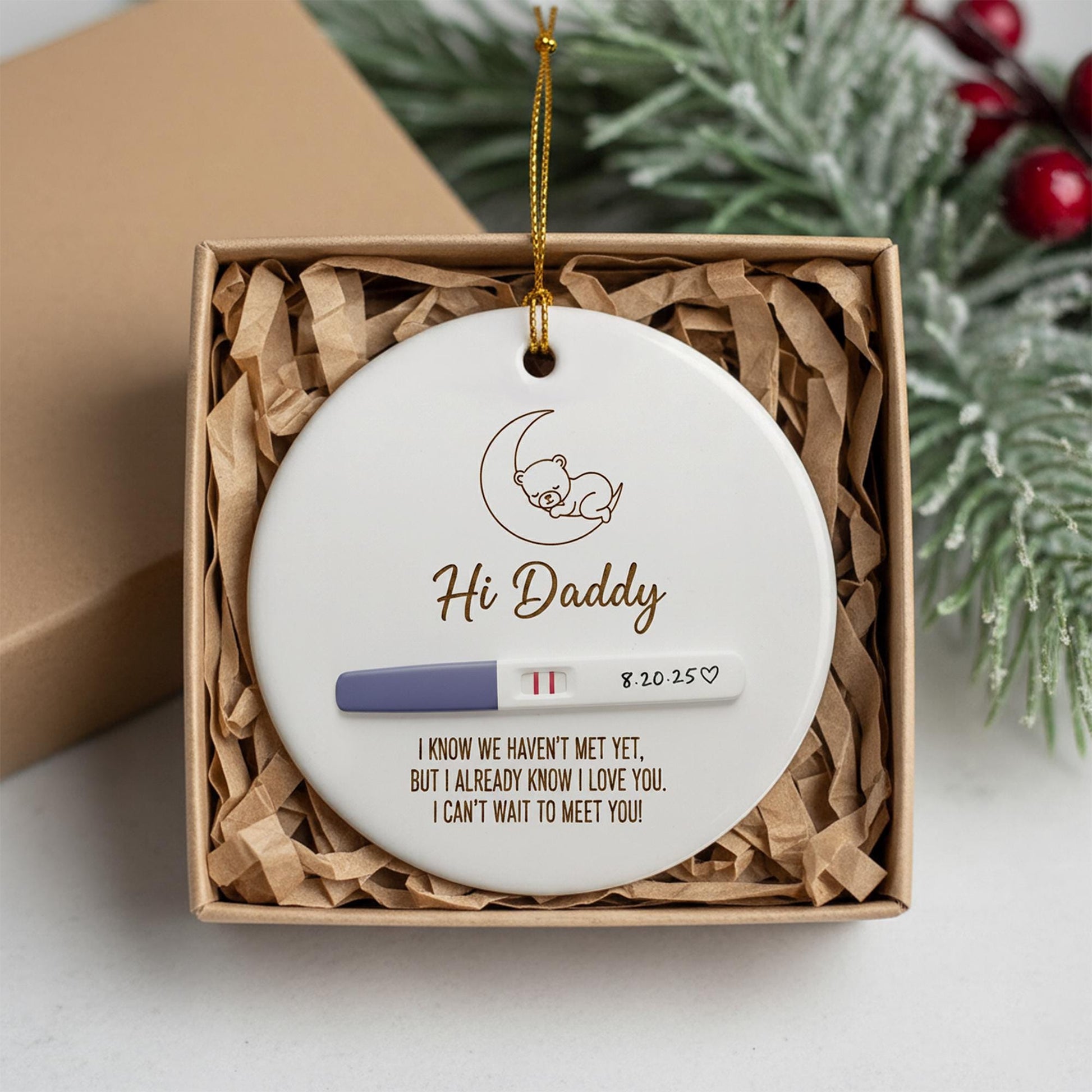 Pregnancy Announcement Ornament - Custom First Christmas Baby Reveal Keepsake