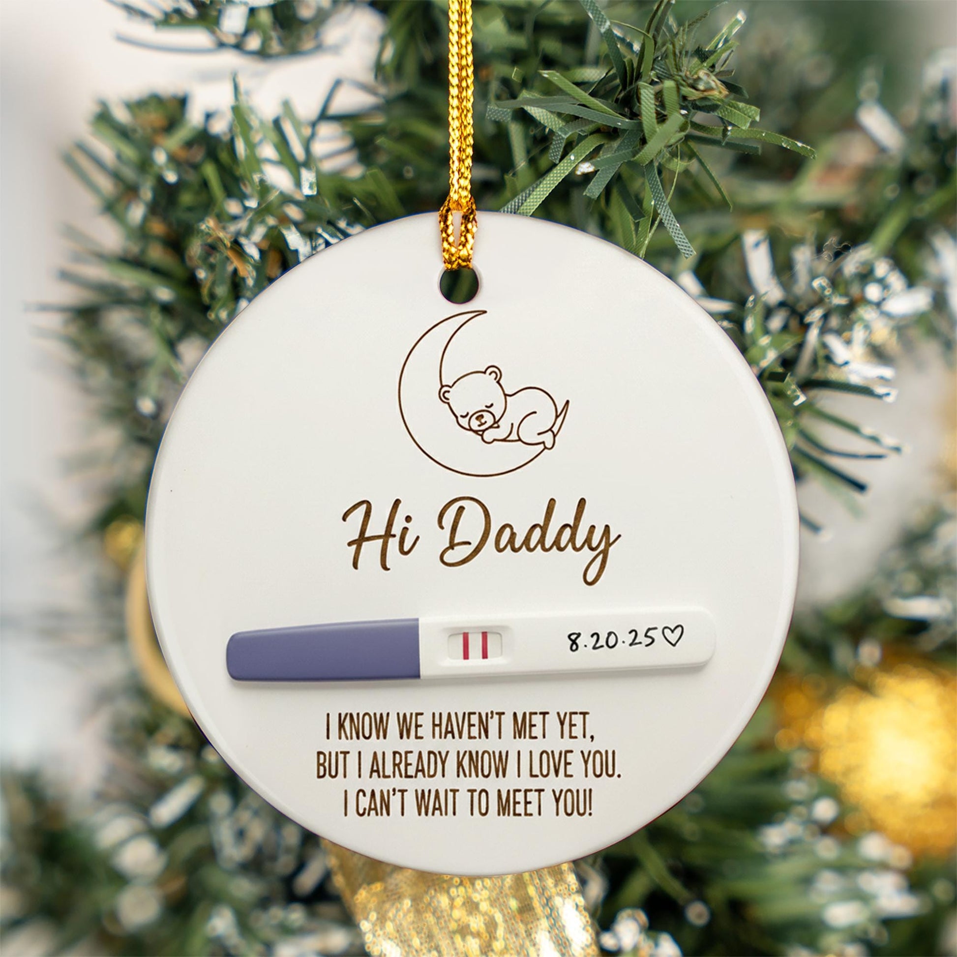Pregnancy Announcement Ornament - Custom First Christmas Baby Reveal Keepsake