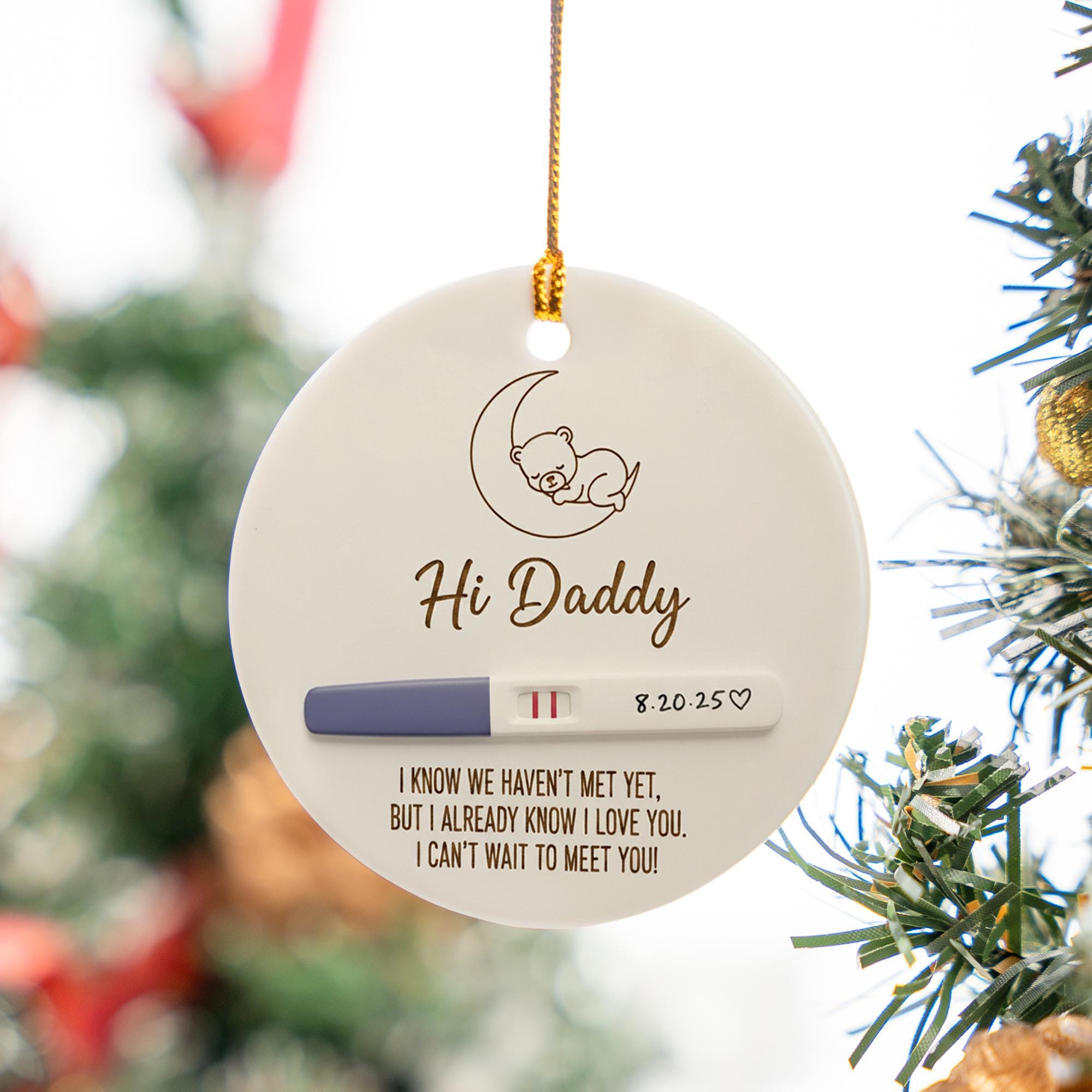 Pregnancy Announcement Ornament - Custom First Christmas Baby Reveal Keepsake