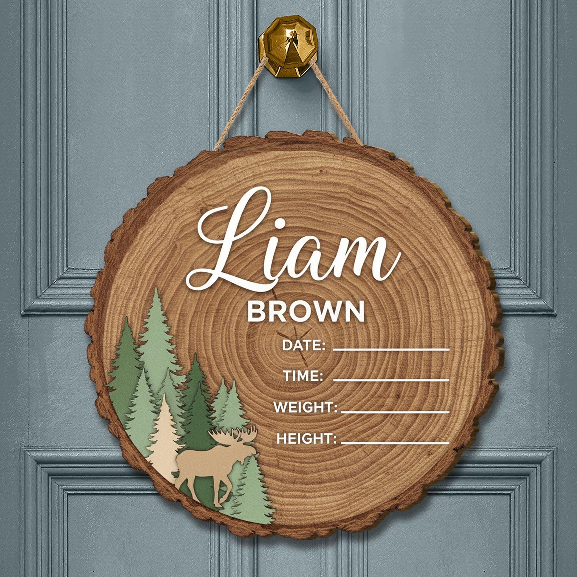 Wood Birth Announcement Sign | Baby Round Wood Slice Sign