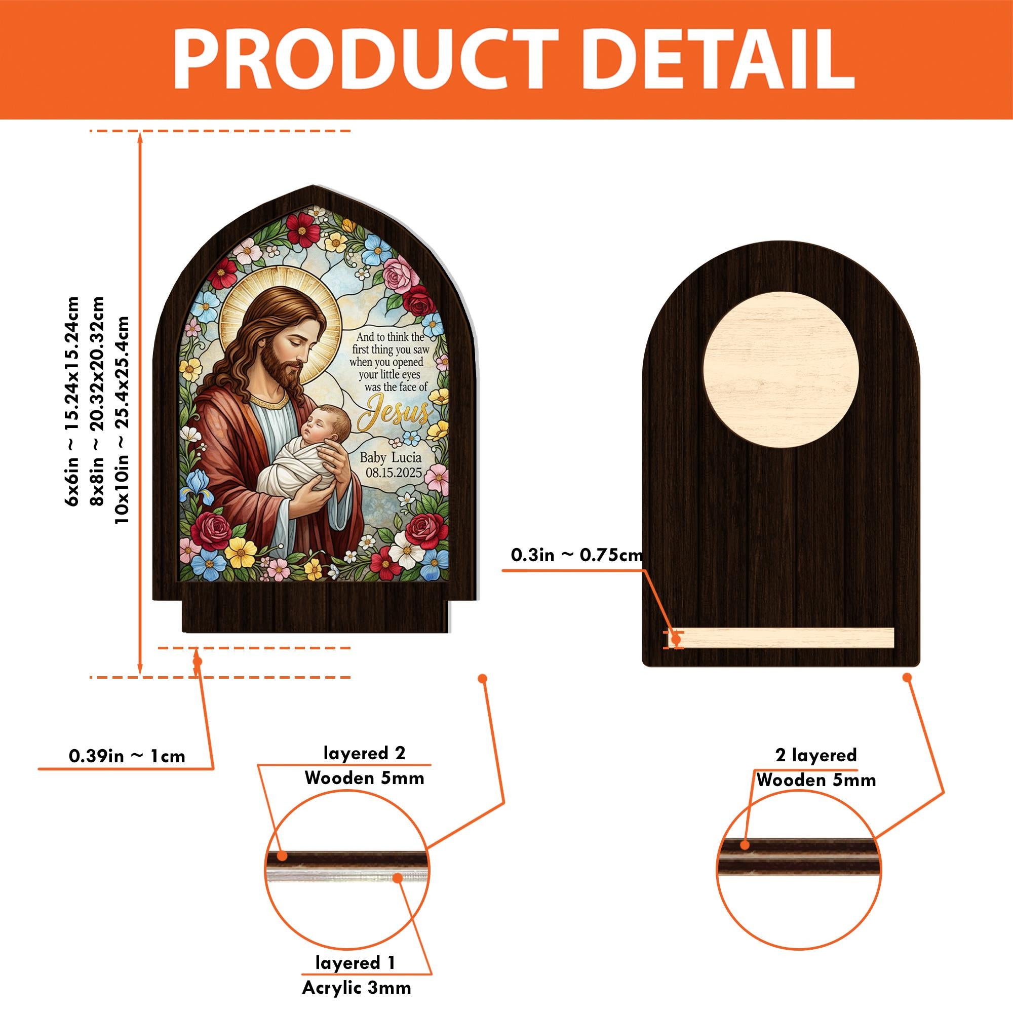 Personalized Jesus Baby Candle Holder Plaque – Custom Baptism Memorial Gift