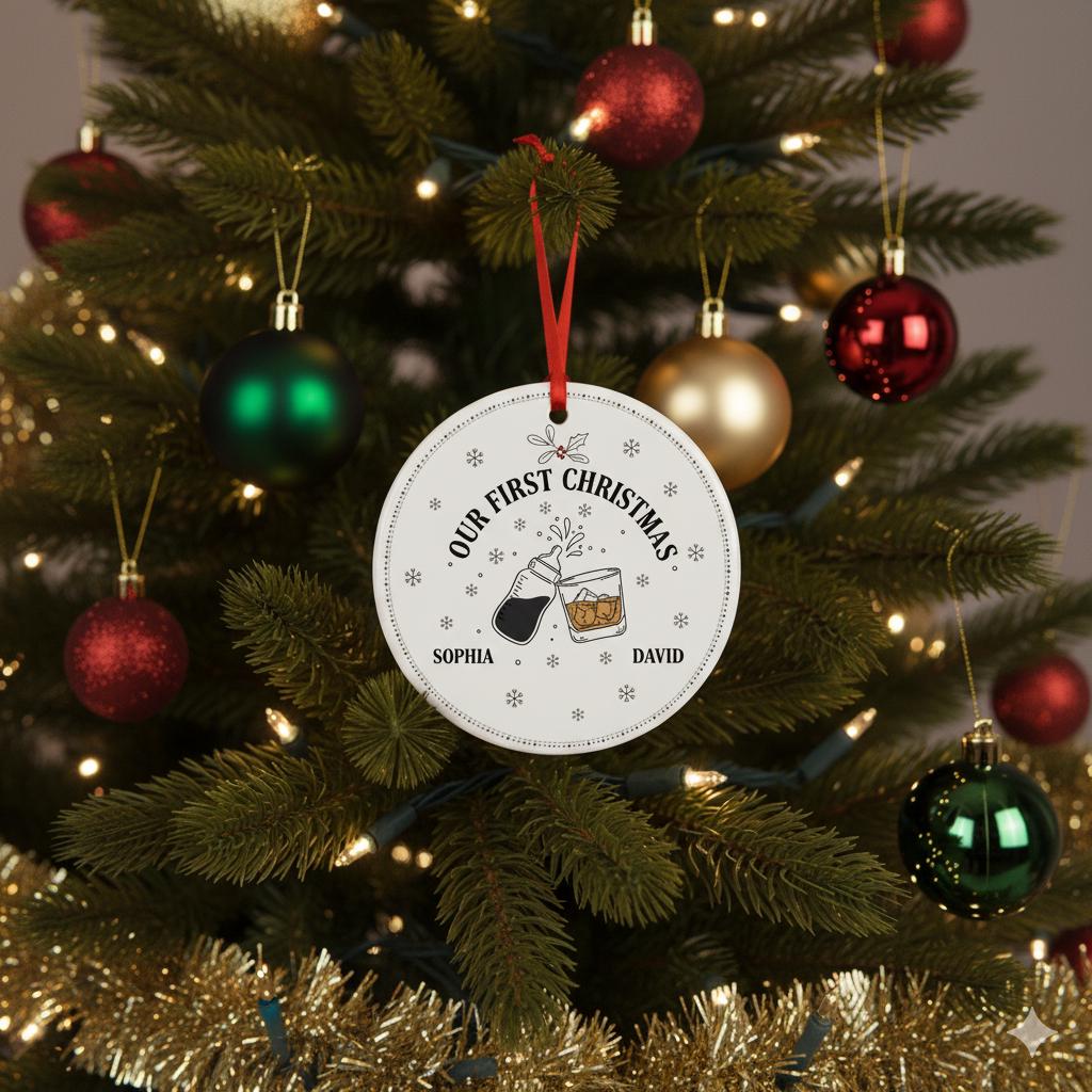 First Christmas Baby and Dad Ornament – Custom Holiday Keepsake