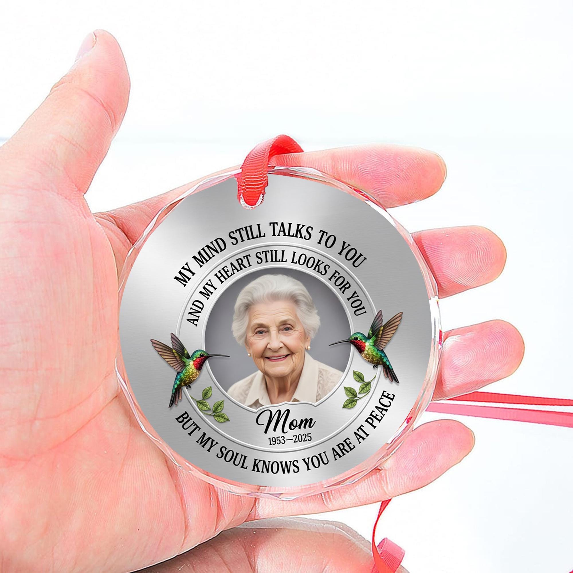 Personalized Glass Memorial Ornament • Photo Tribute Hanging Keepsake