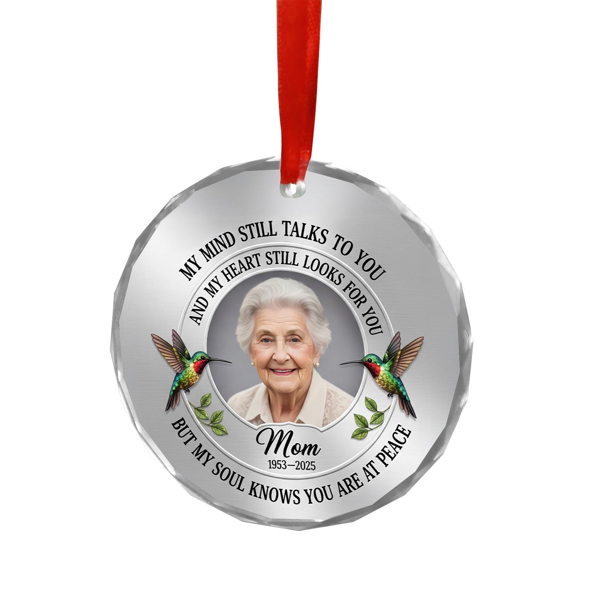 Personalized Glass Memorial Ornament • Photo Tribute Hanging Keepsake