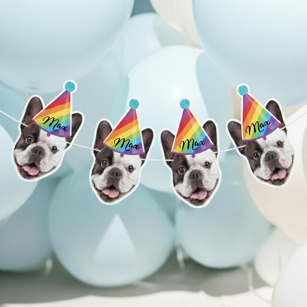 Custom Dog Face Banner – Personalized Pet Party Decoration