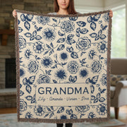 Custom Coastal Family Christmas Tree Woven Blanket: Ocean-Inspired Holiday Beach House Decor