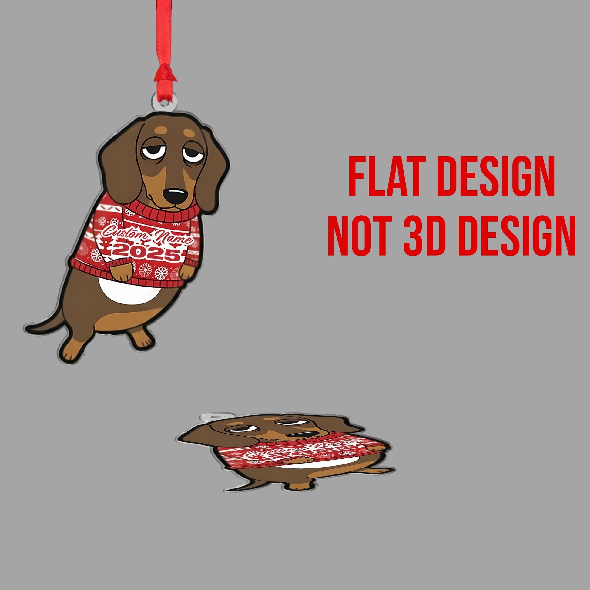 Personalized Dachshund Ornament – Custom Name Christmas Sweater Dog Decoration
