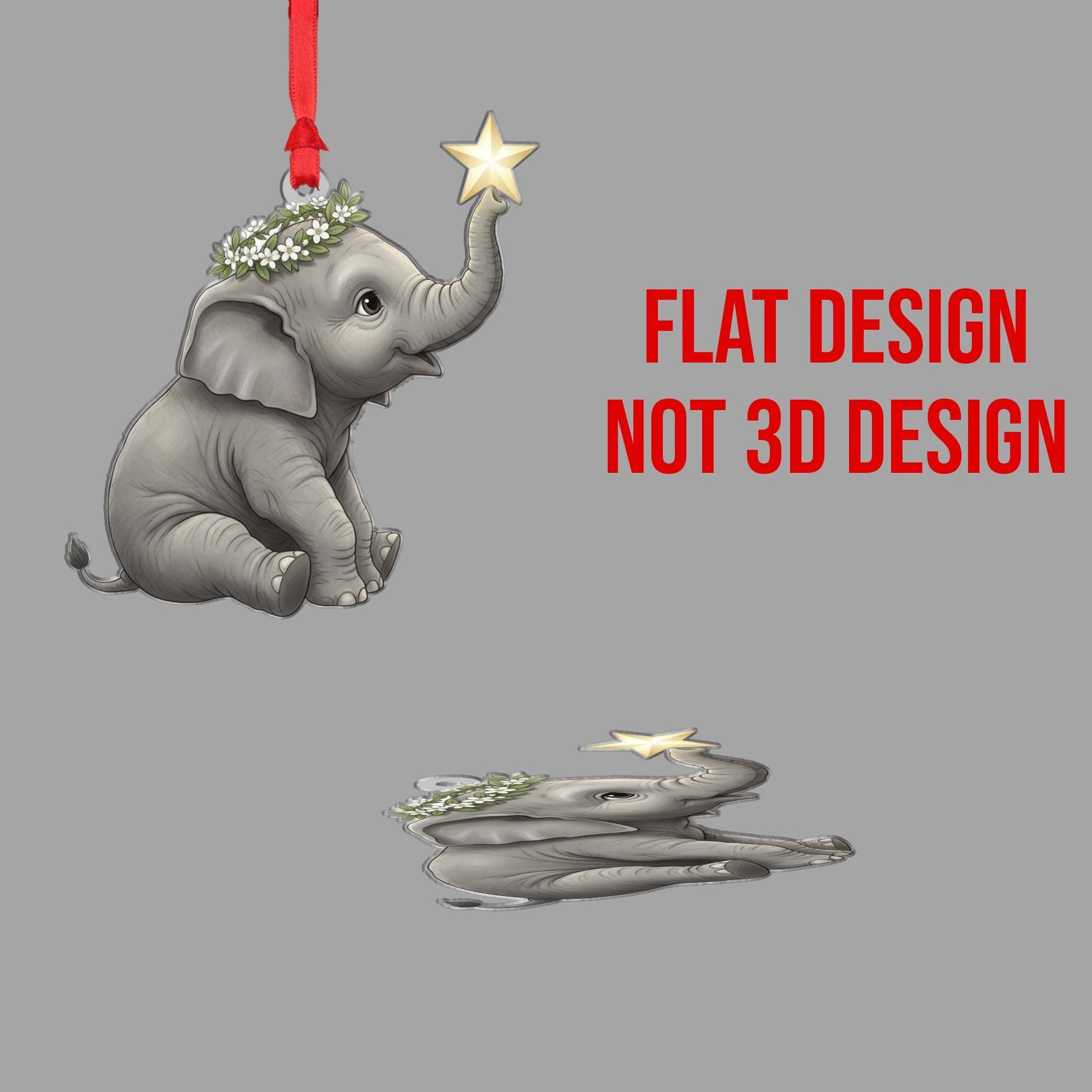 Elephant Ornament – Baby Animal Christmas Decoration with Star