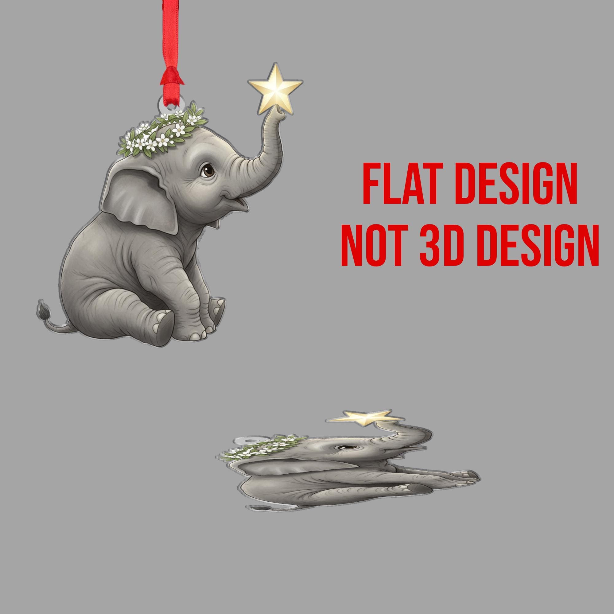 Elephant Ornament – Baby Animal Christmas Decoration with Star