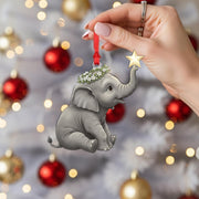 Elephant Ornament – Baby Animal Christmas Decoration with Star