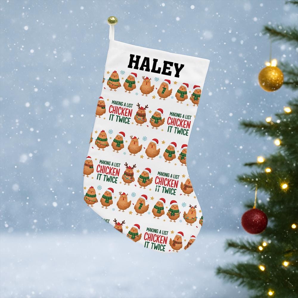 Custom Chicken Christmas Stocking | Personalized Farm Animal Holiday Fireplace Decoration