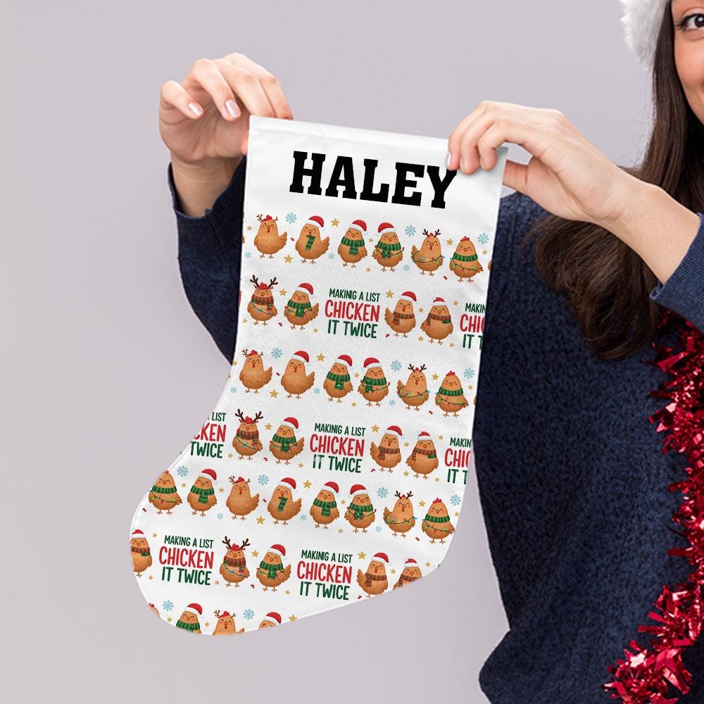 Custom Chicken Christmas Stocking | Personalized Farm Animal Holiday Fireplace Decoration