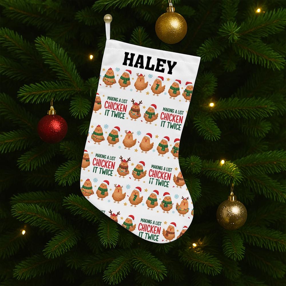 Custom Chicken Christmas Stocking | Personalized Farm Animal Holiday Fireplace Decoration