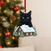 Custom Black Cat Ornament – Personalized Cabin Decoration – Yule Cat Jólakötturinn Folklore
