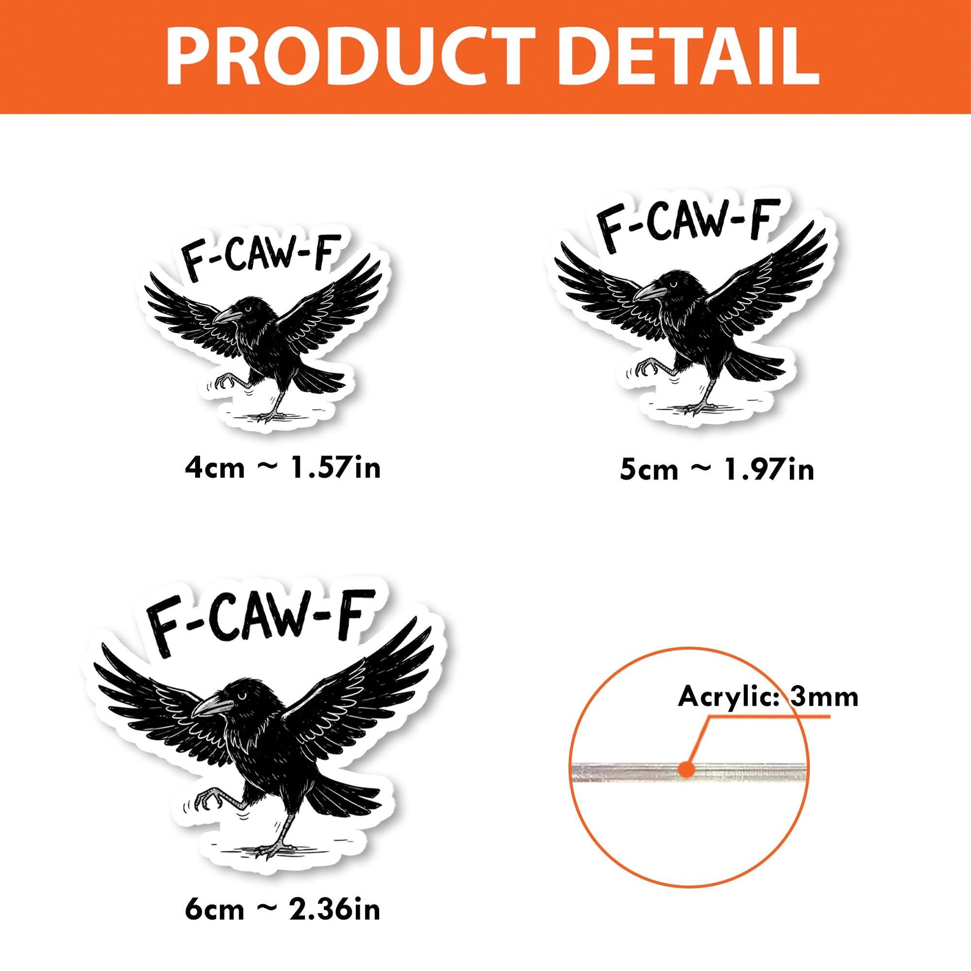 Crow Bird Funny F-CAW-F Badge Reel; Retractable ID Holder Sarcastic Humor